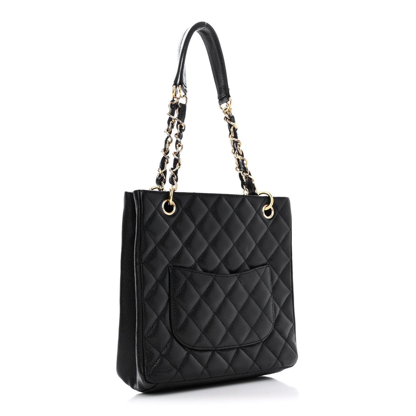 Caviar Quilted Petit Shopping Tote PST Black