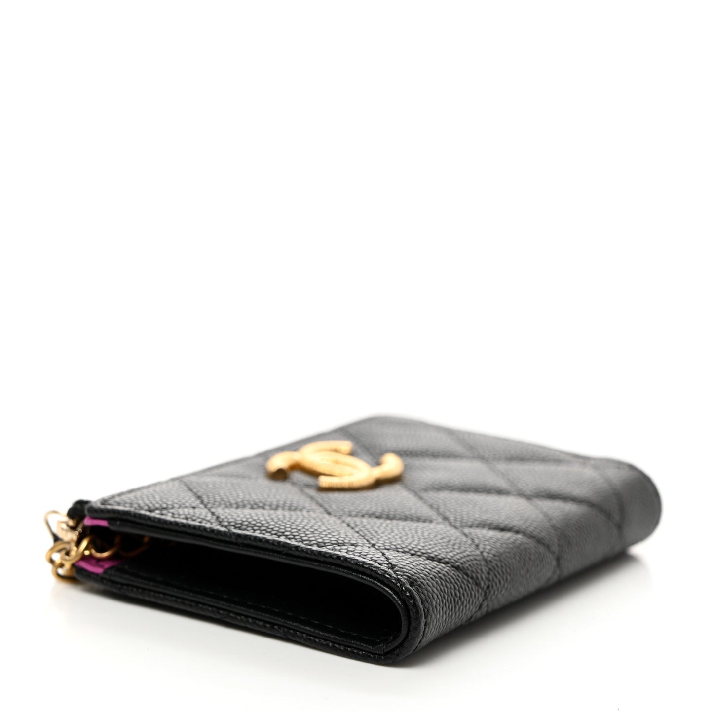 Caviar Quilted Zipped Key Holder Case Black