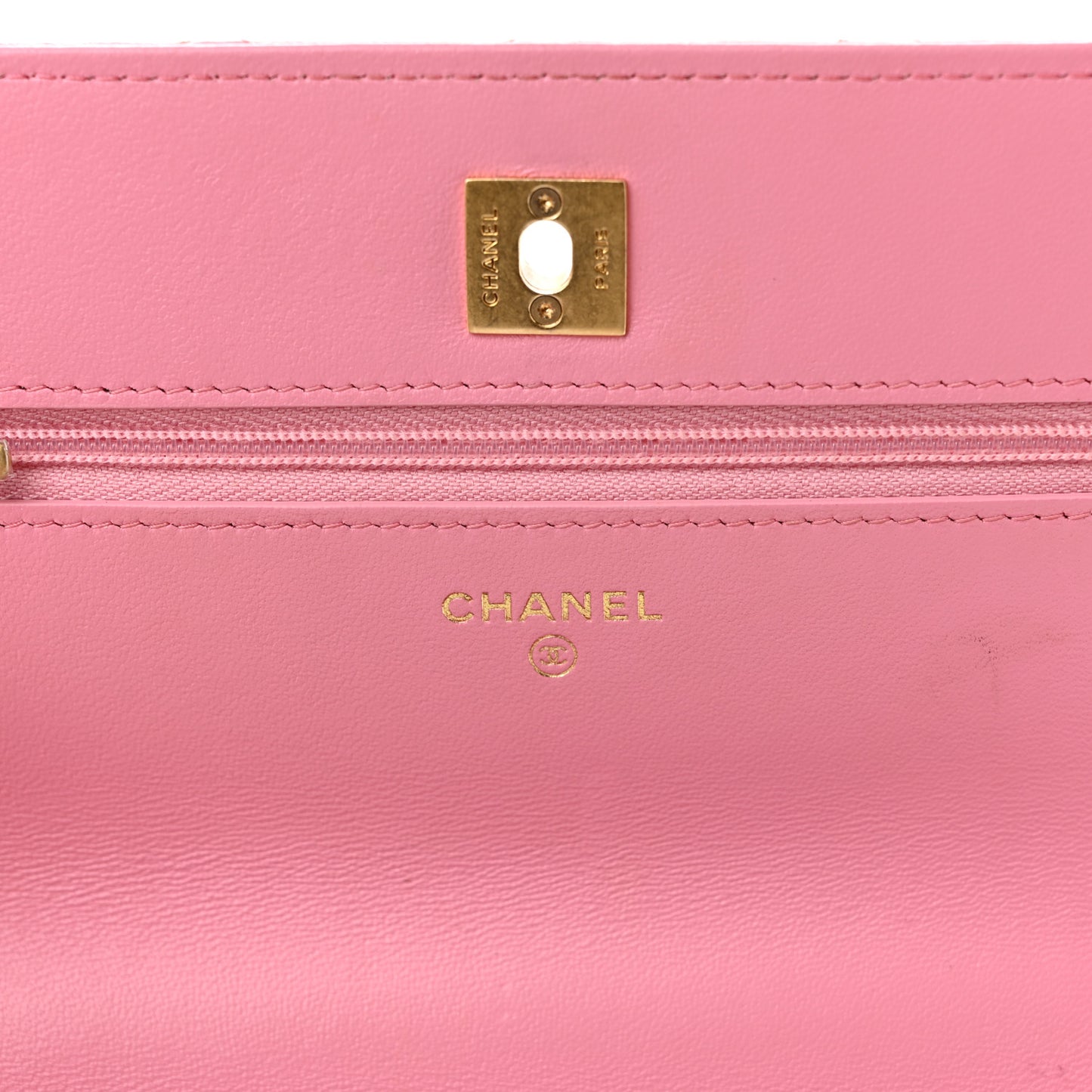 Lambskin Quilted Multicolor Top Handle Wallet On Chain WOC Light Pink