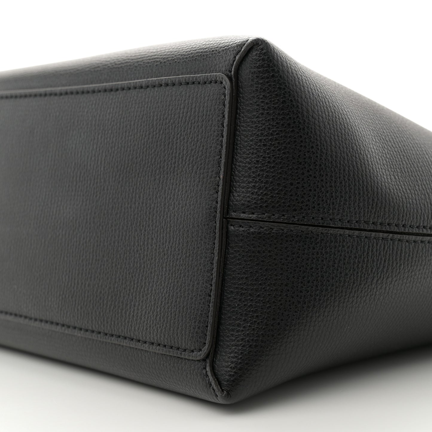 Grainy Calfskin Haymarket Check Medium Reversible Tote Black