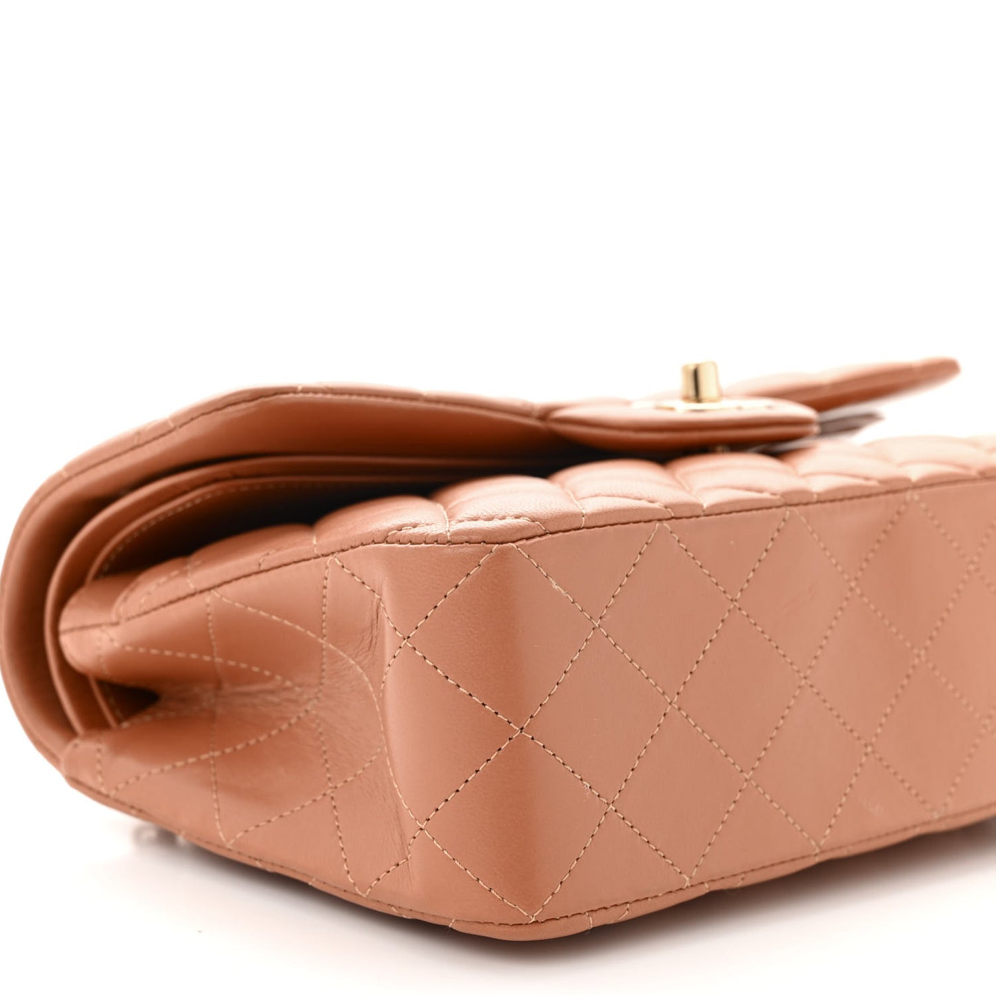 Lambskin Quilted Small Double Flap Brown