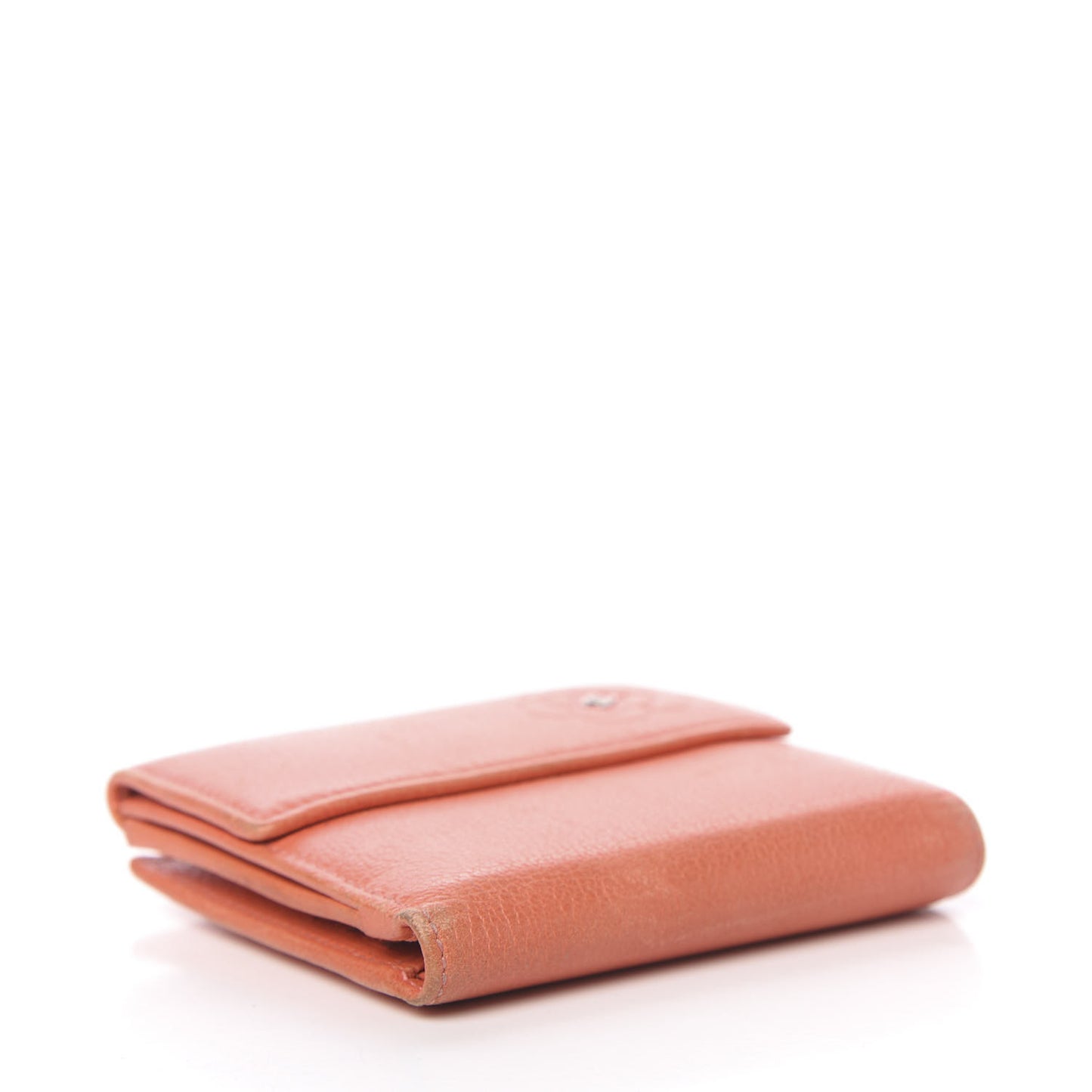 Goatskin Camellia Embossed Card Holder Orange