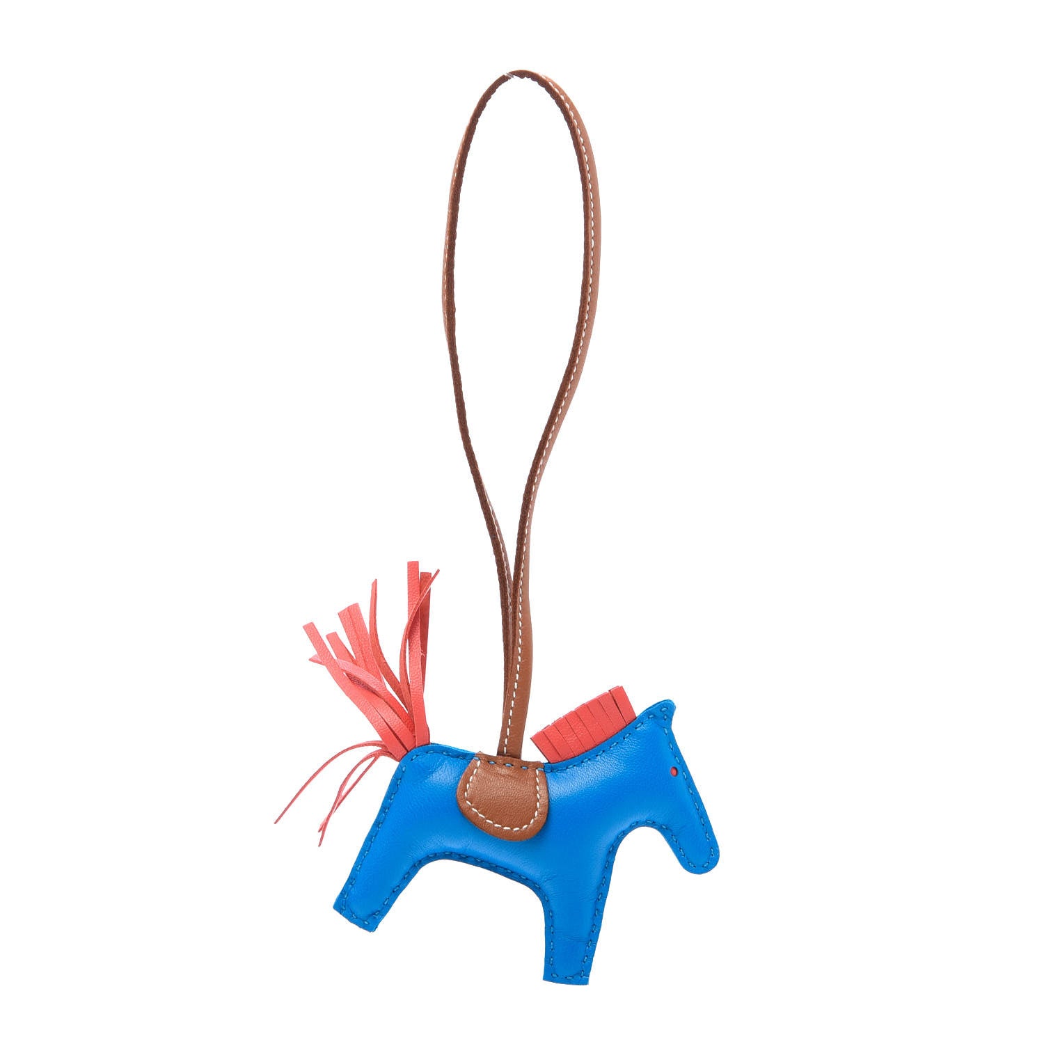 Hermes Milo Lambskin Grigri Rodeo Horse Bag Charm PM Blue Zanzibar Rose Texas Gold 1 of 6