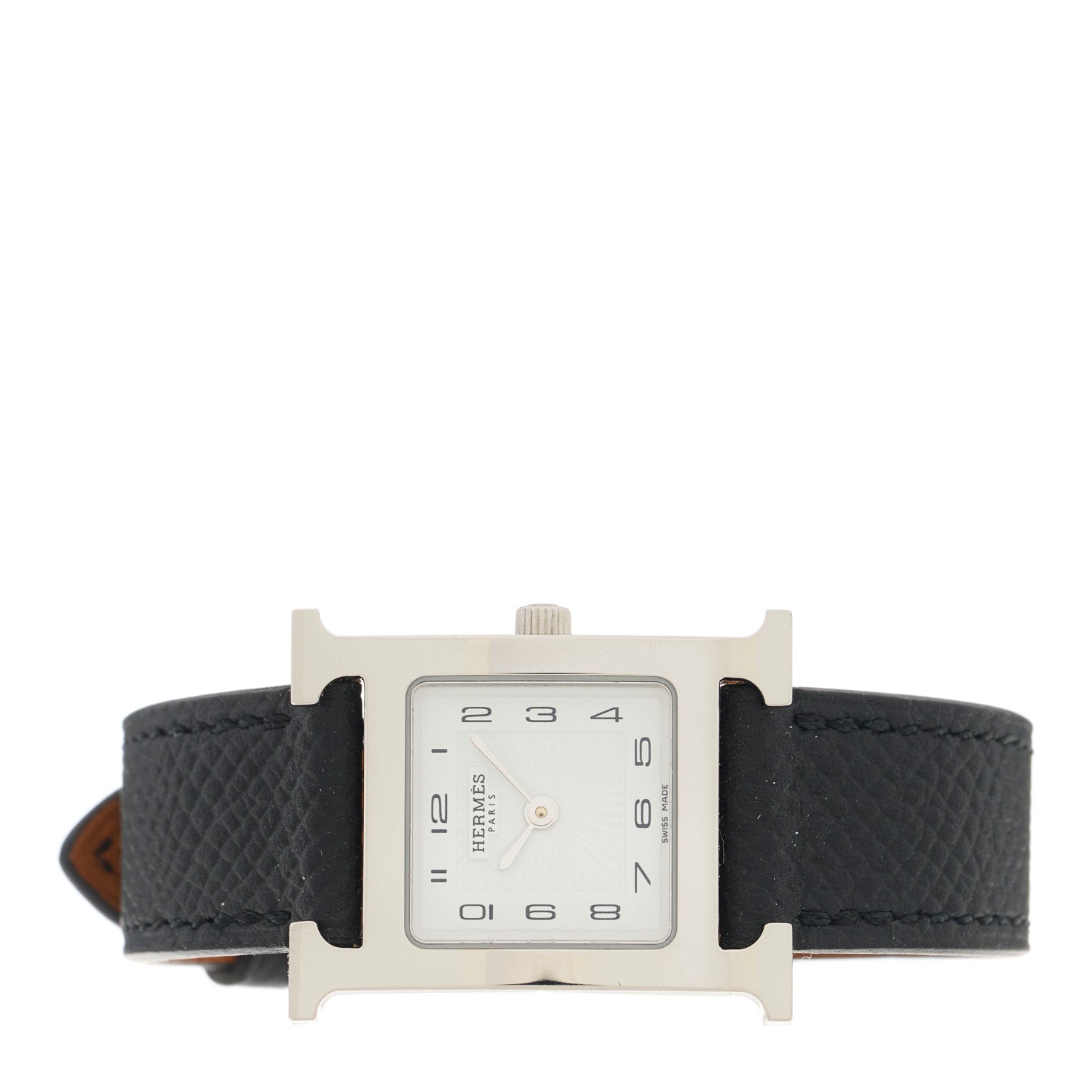 Hermes Stainless Steel Epsom 21mm Heure H Hour Quartz Watch Noir 2 of 5