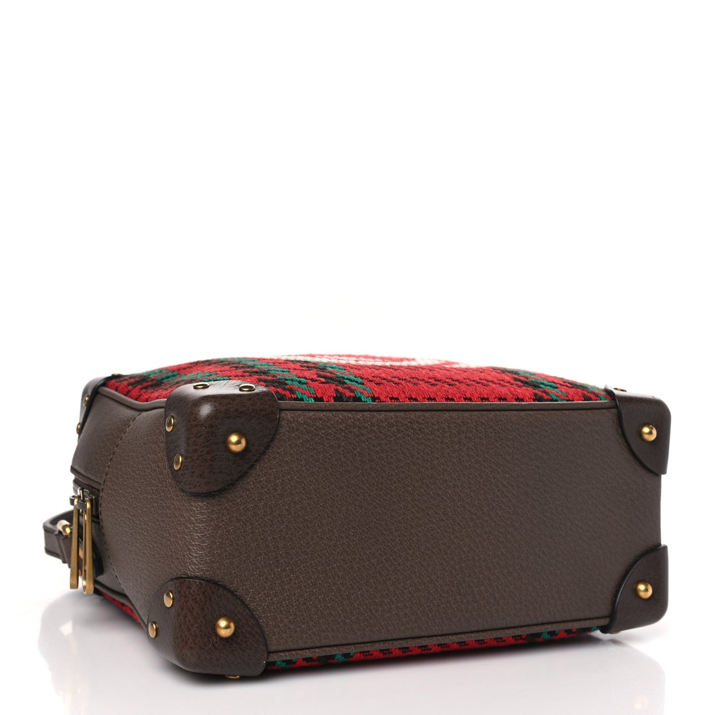 Cotton Wool Textured Calfskin Houndstooth Woven Square Messenger Bag Red Green Ivory Multicolor New Acero