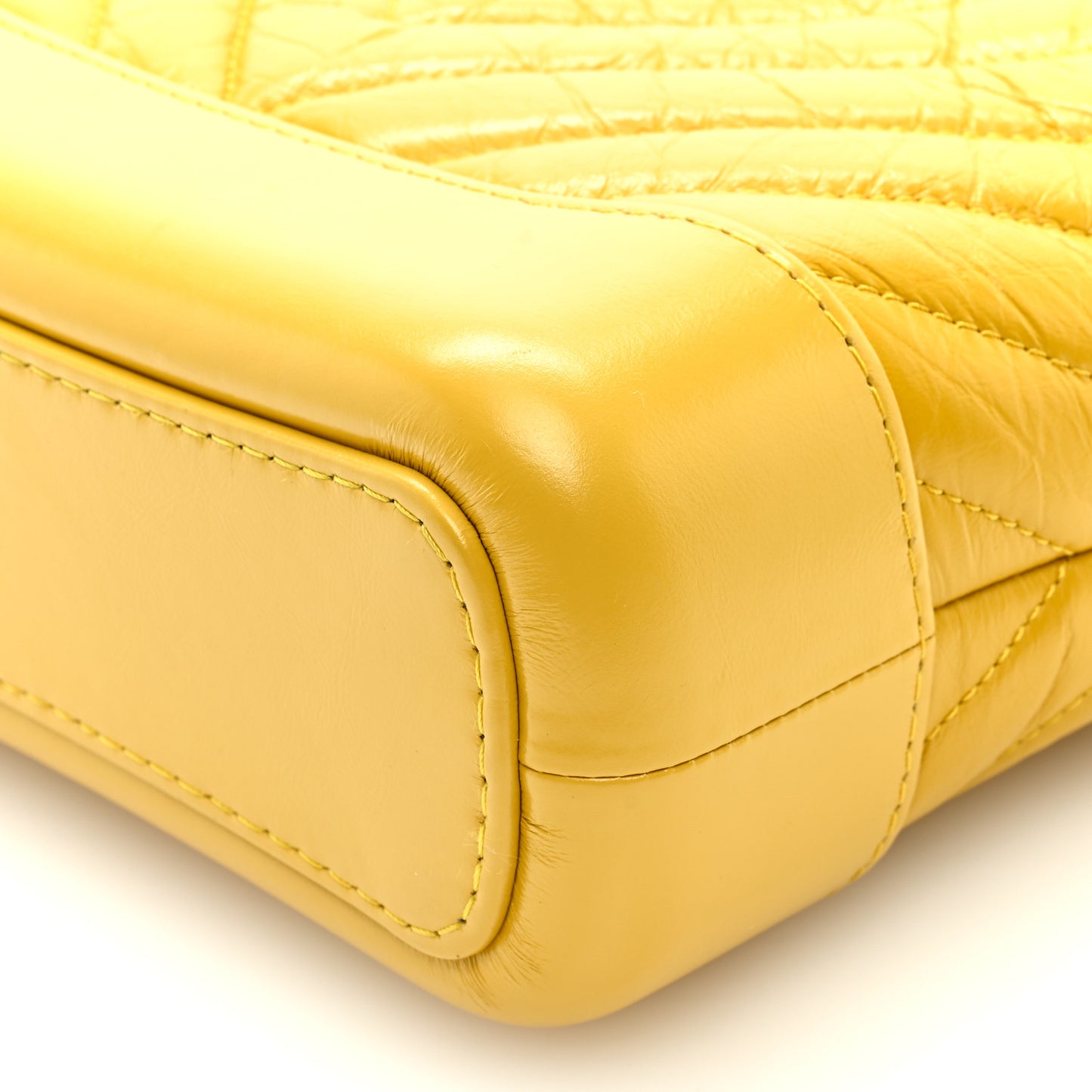 Aged Calfskin Chevron Quilted Small Gabrielle Hobo Yellow