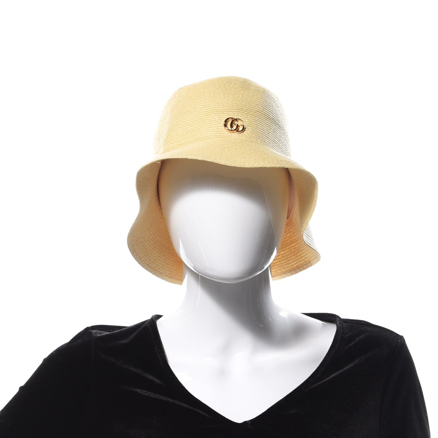 Raffia Double G Bucket Hat M Ivory