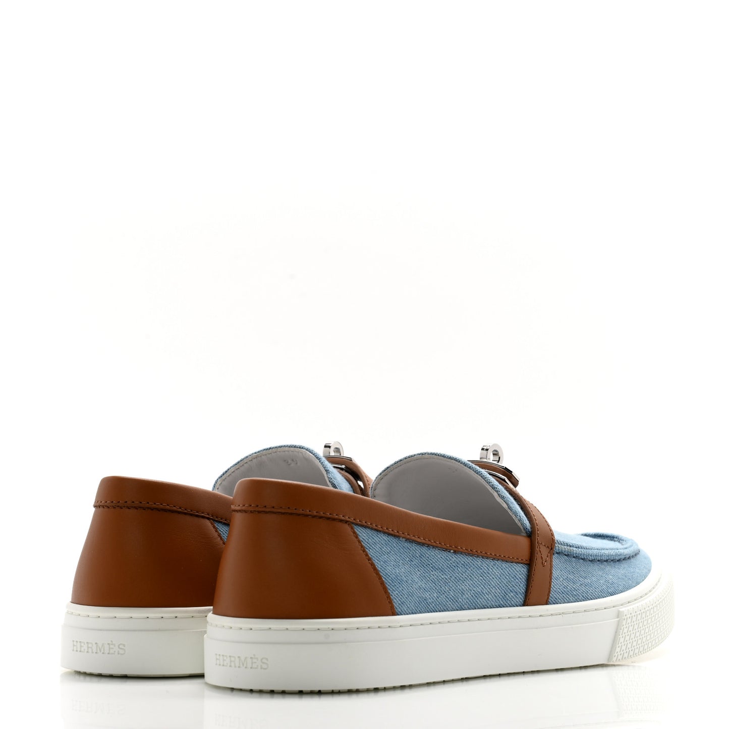 Denim Calfskin Womens Game Slip On Sneakers 39 Bleu Clair Gold