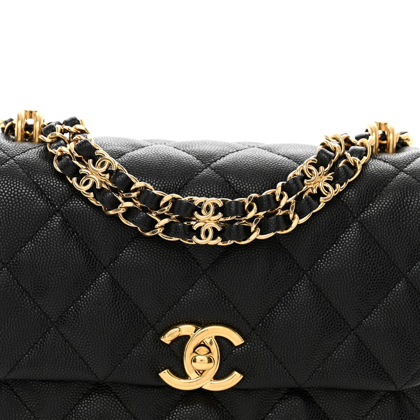 Caviar Quilted Coco First Flap Black