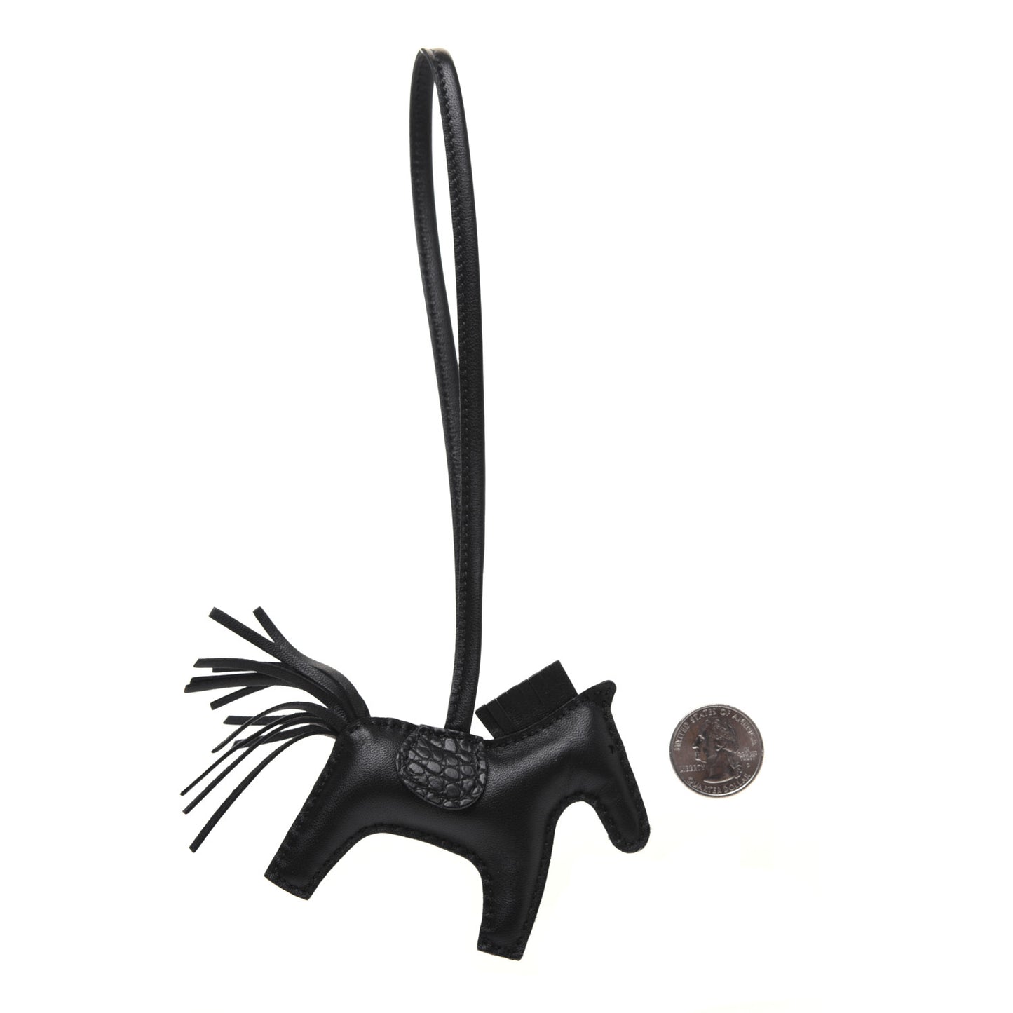 Milo Lambskin Matte Alligator Touch Grigri Rodeo Horse Bag Charm PM So Black