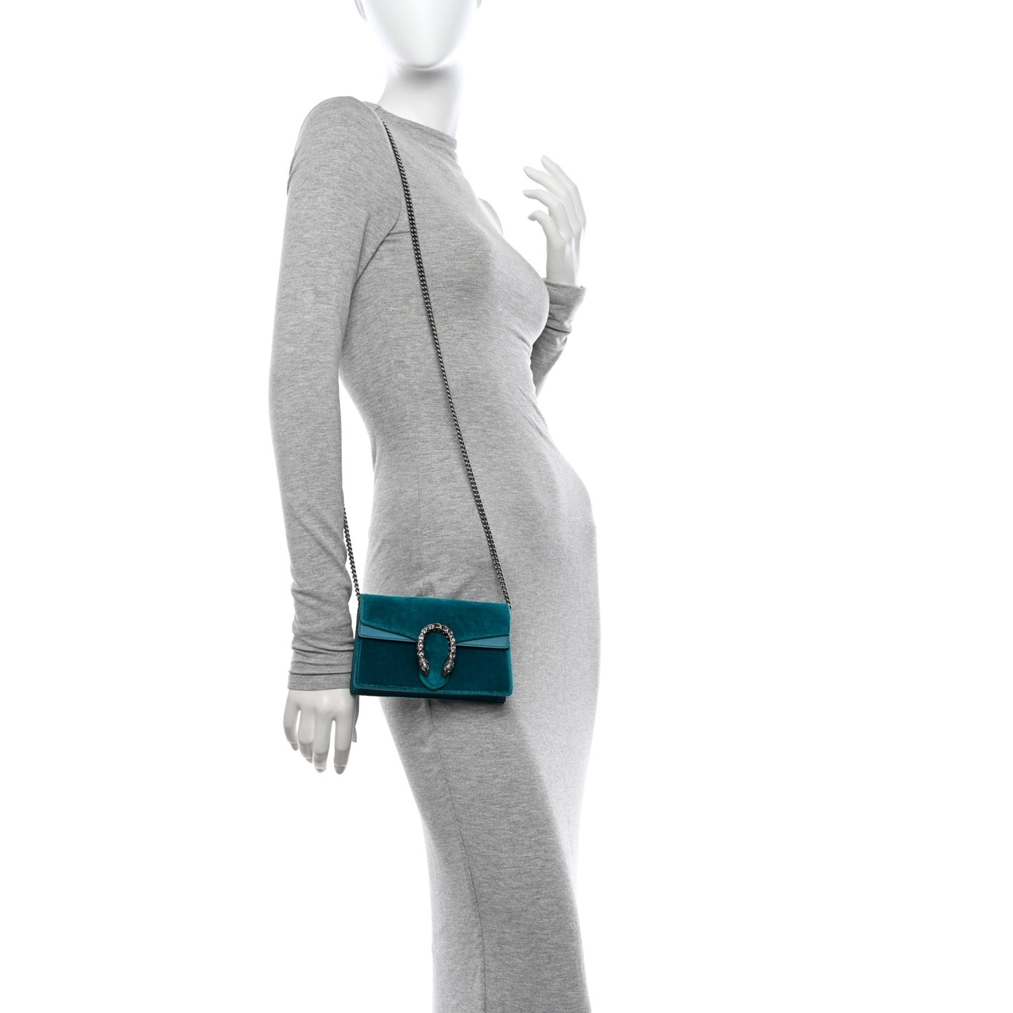 Velvet Super Mini Dionysus Shoulder Bag Pavone Cyan