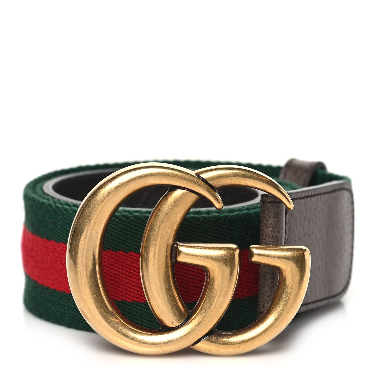 Nylon Textured Dollar Calfskin Double G Web 40mm Belt 80 32 Green Red Dark Cocoa