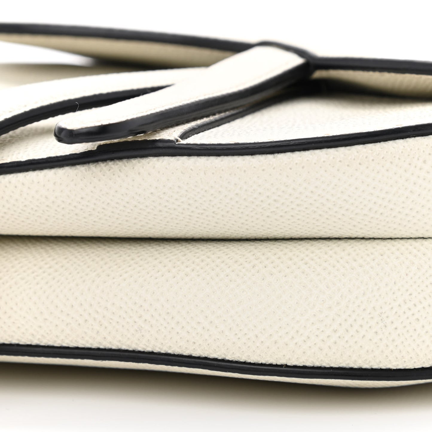 Grained Calfskin Mini Saddle Bag White