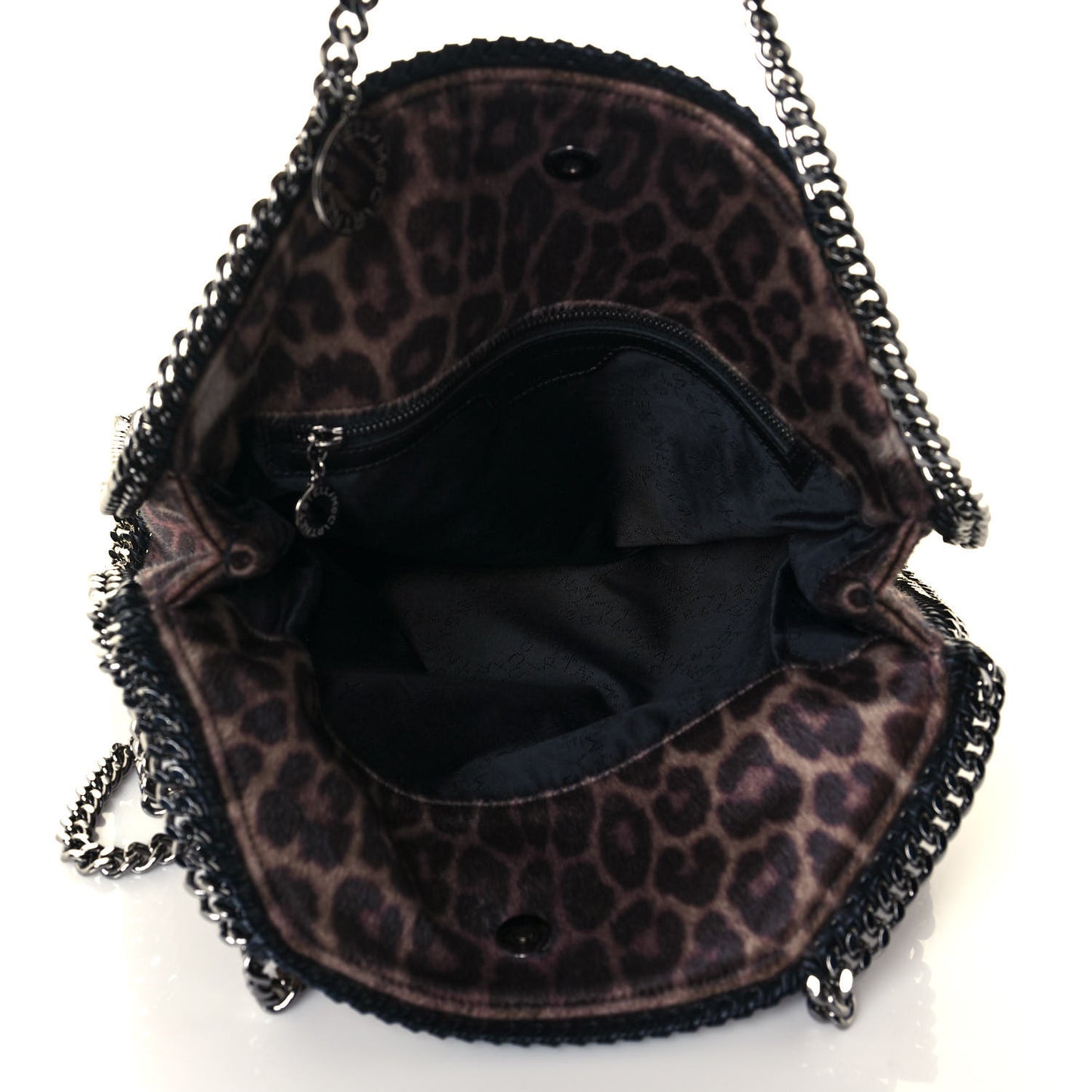 Faux Calf Hair Leopard Print Small Falabella Tote Brown
