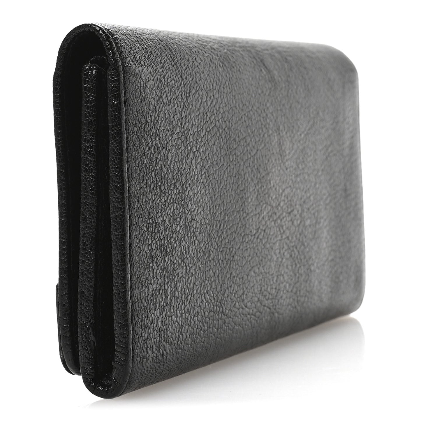 Chevre Gold Metallic Edge Hardware Money Wallet Black