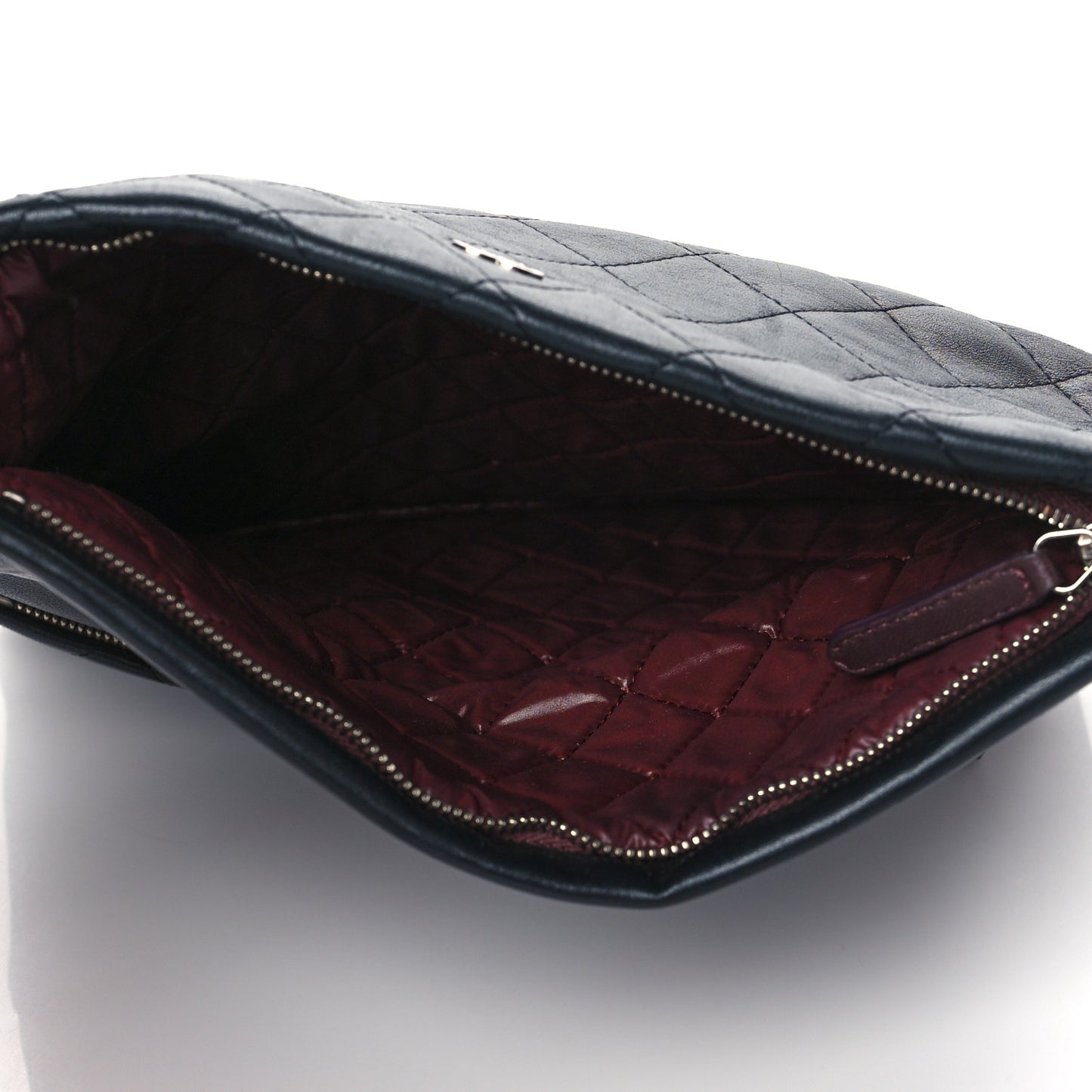 Lambskin Quilted CC Beauty Clutch Black