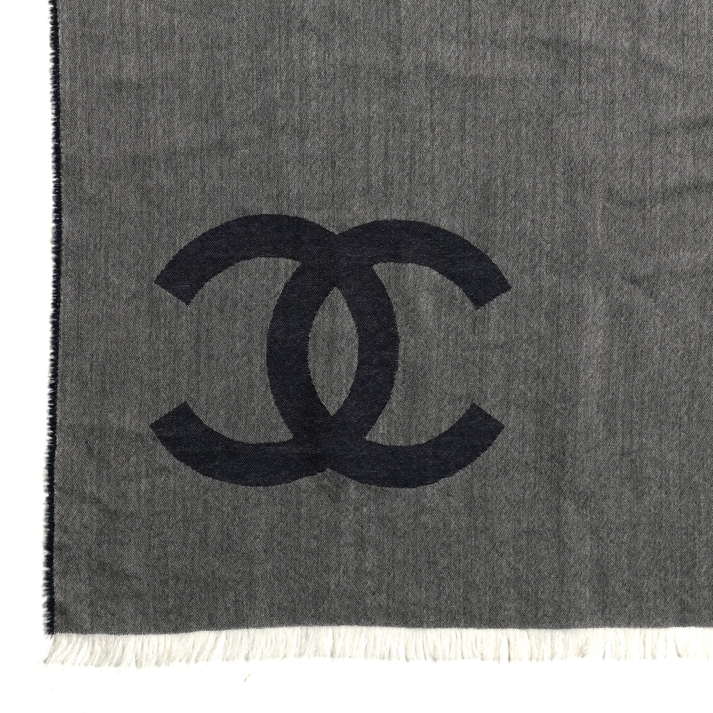 Cashmere CC Logo Stole Navy Grey