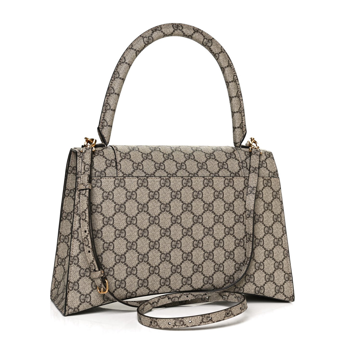 X GUCCI GG Supreme Monogram Medium Hourglass Top Handle Bag Beige Ebony