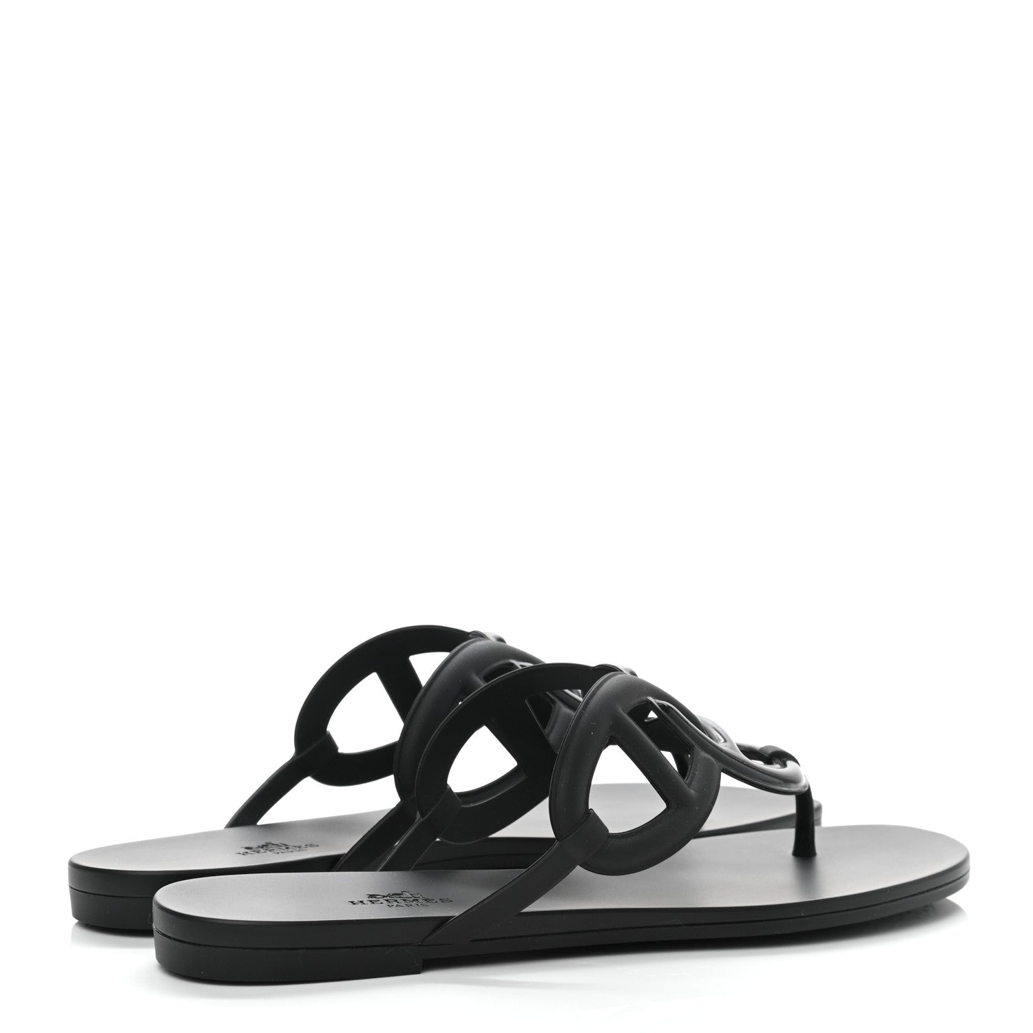 Hermes Rubber Womens Egerie Sandals 41 Black 4 of 8