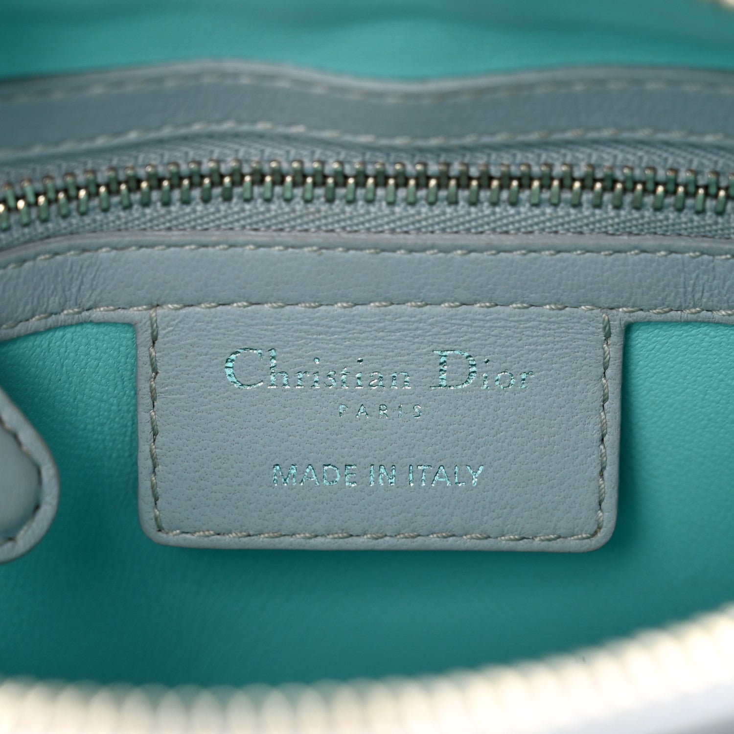 Christian Dior Lambskin Cannage Medium Bi-Color Lady Dior Grey Turquoise 7 of 13