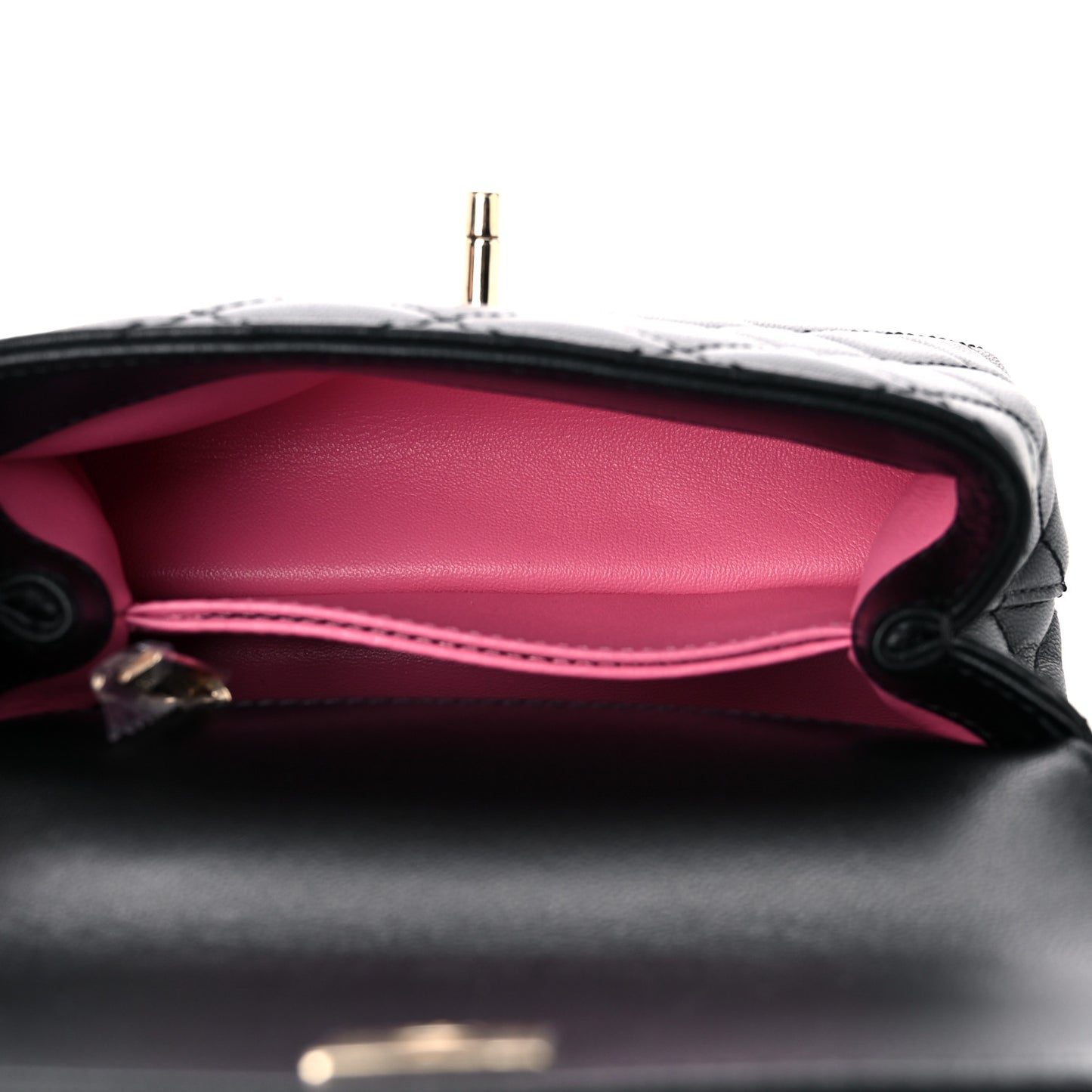 Goatskin Quilted Rainbow Extra Mini Coco Handle Flap Black