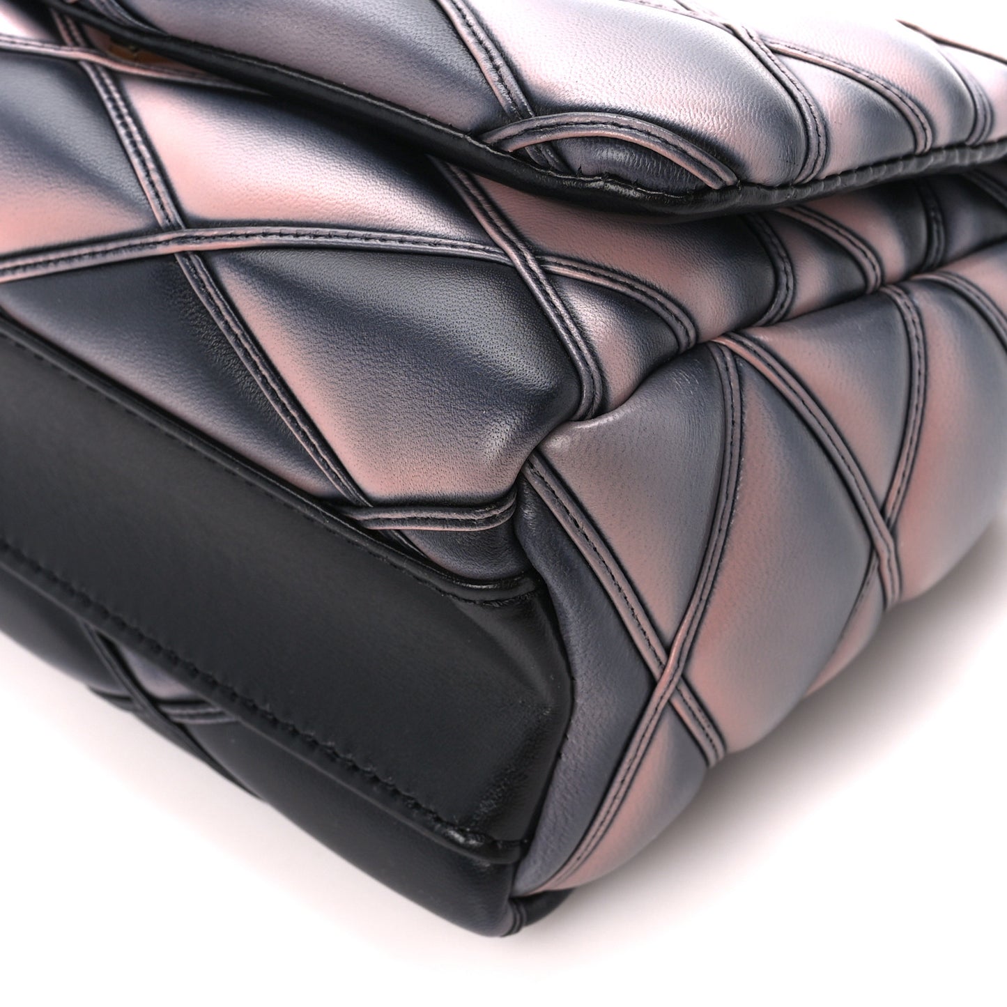 Lambskin Malletage Top Handle GO-14 MM Black Pink