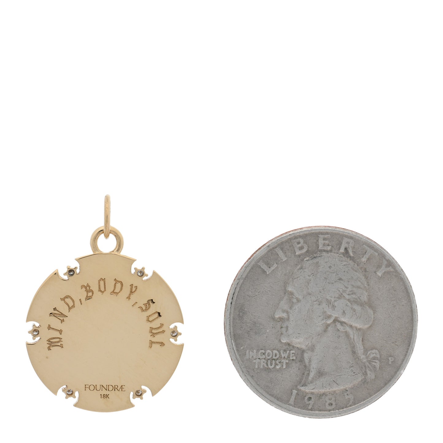 18K Yellow Gold Diamond Mind Body Soul Wholeness Medallion Pendant