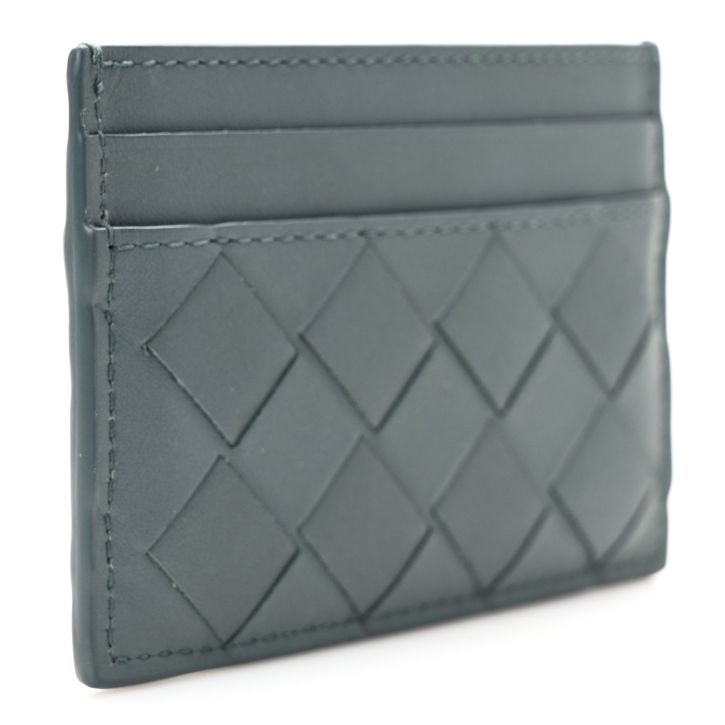 Calfskin Intrecciato Credit Card Case Aloe