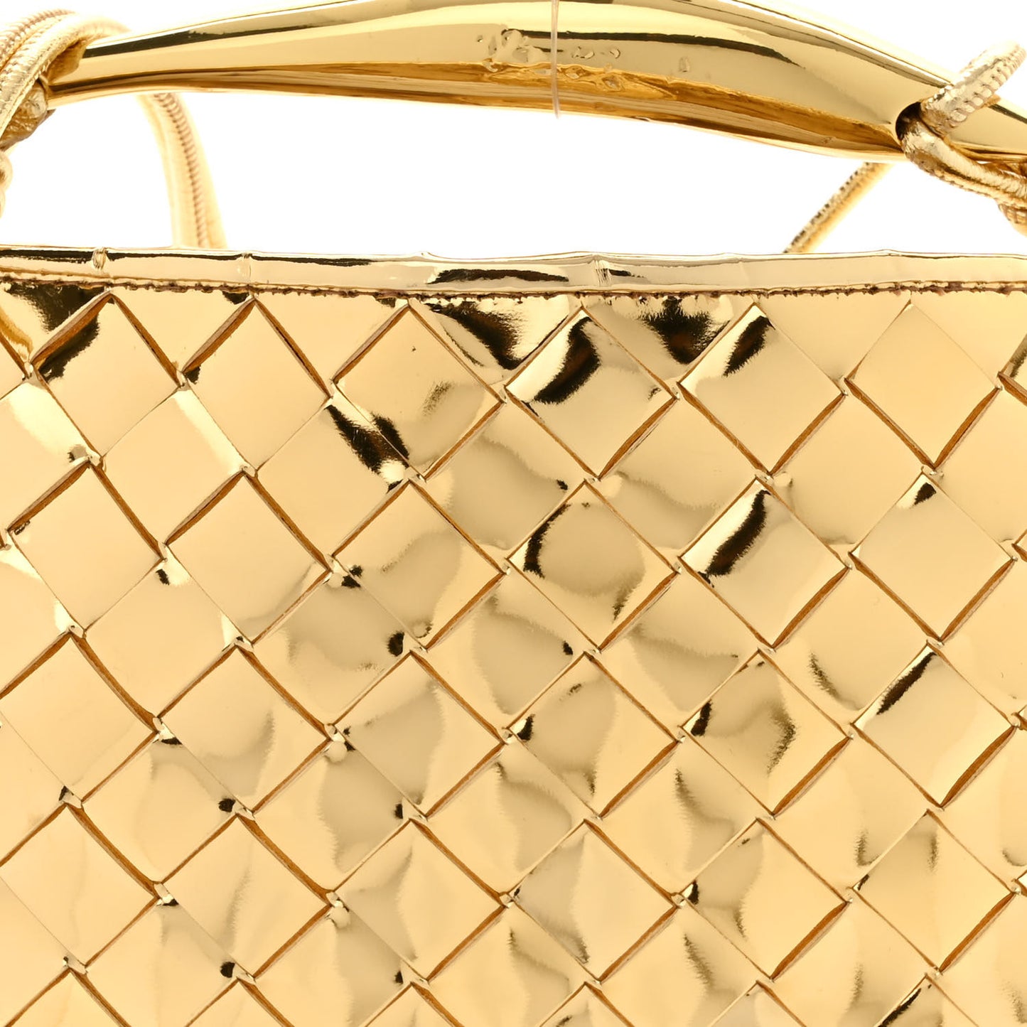 Mirror Laminated Nappa Intrecciato Mini Sardine Bag Gold