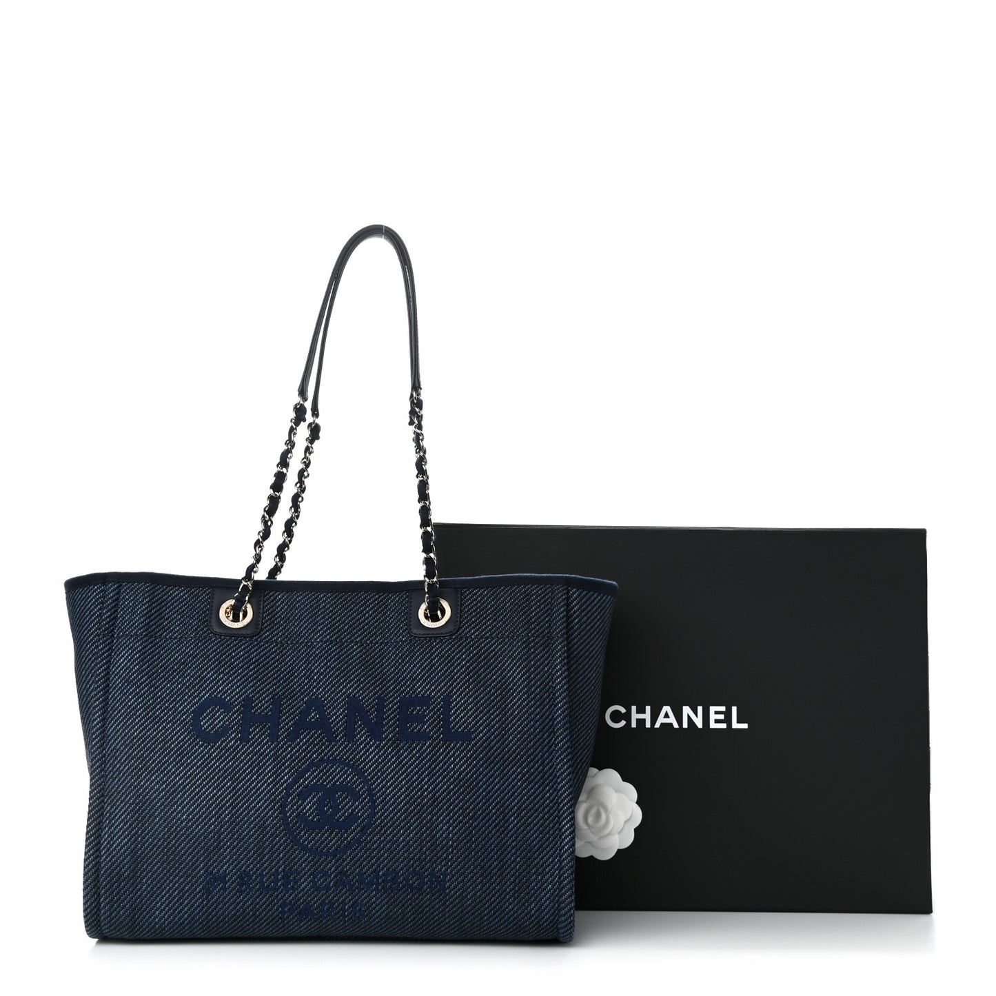 Mixed Fibers Striped Small Deauville Tote Navy Blue