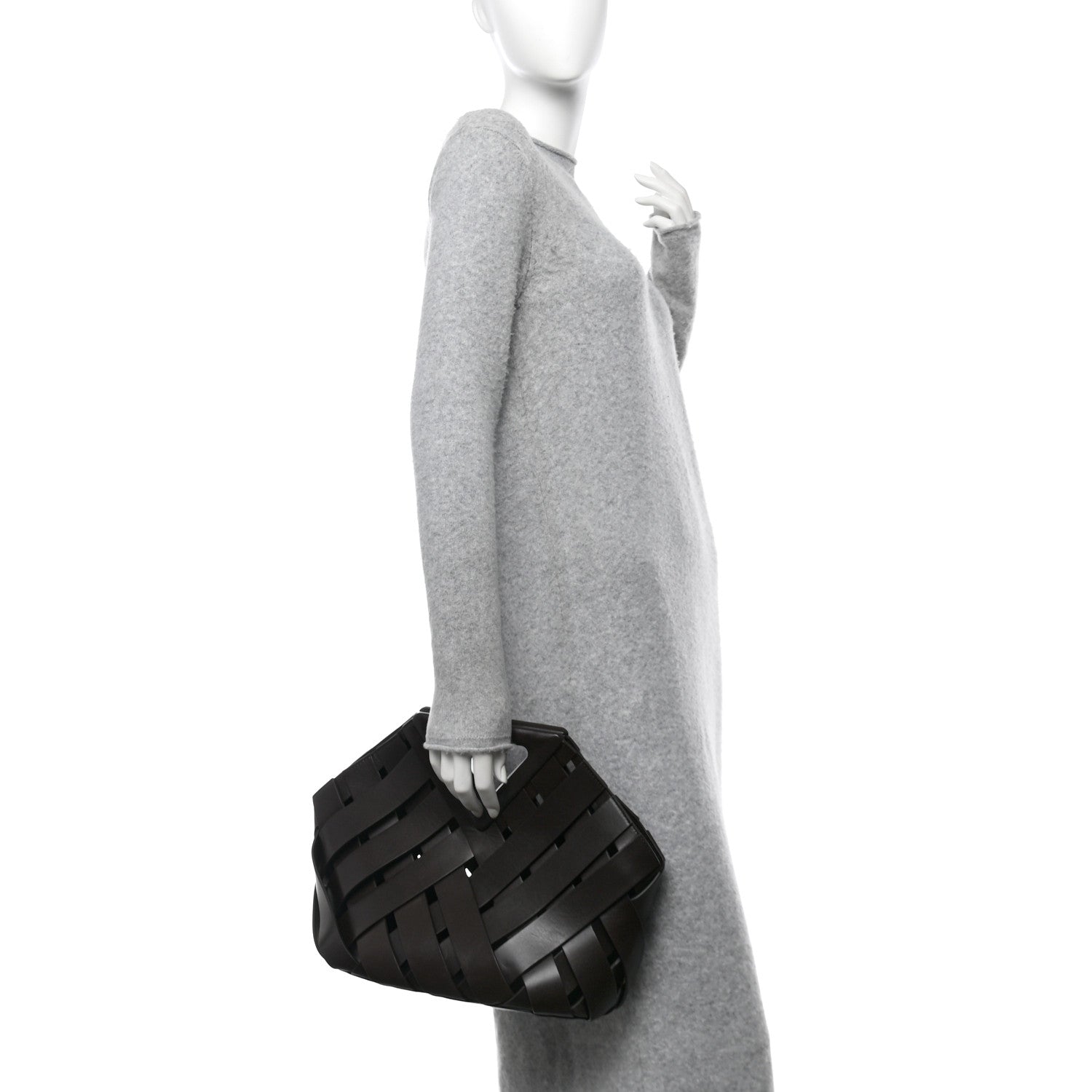 Bottega Veneta Calfskin V Woven Drawstring Tote Dark Brown 2 of 9