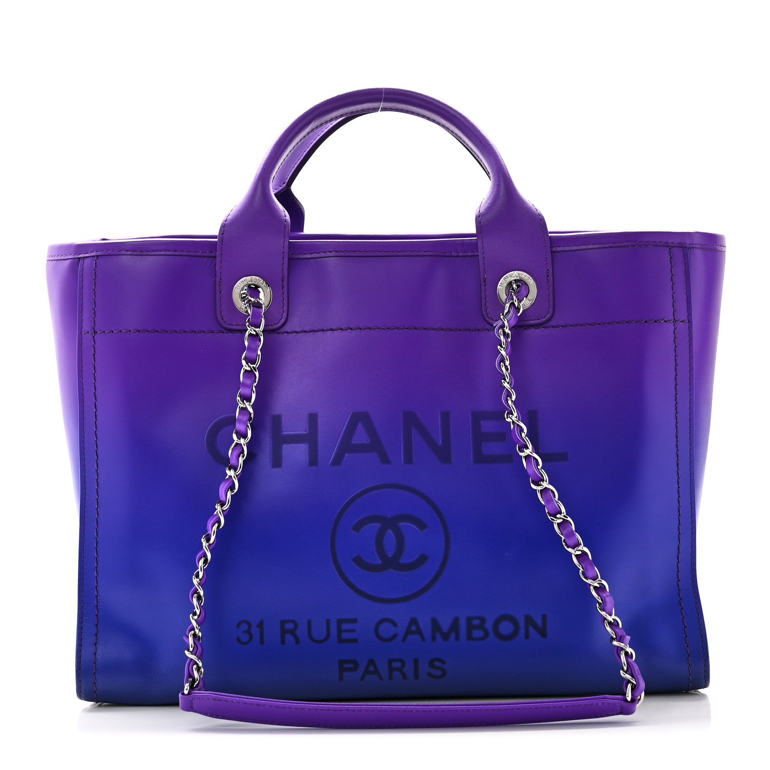 Chanel Shaded Calfskin Small Deauville Tote Purple Blue 1803213