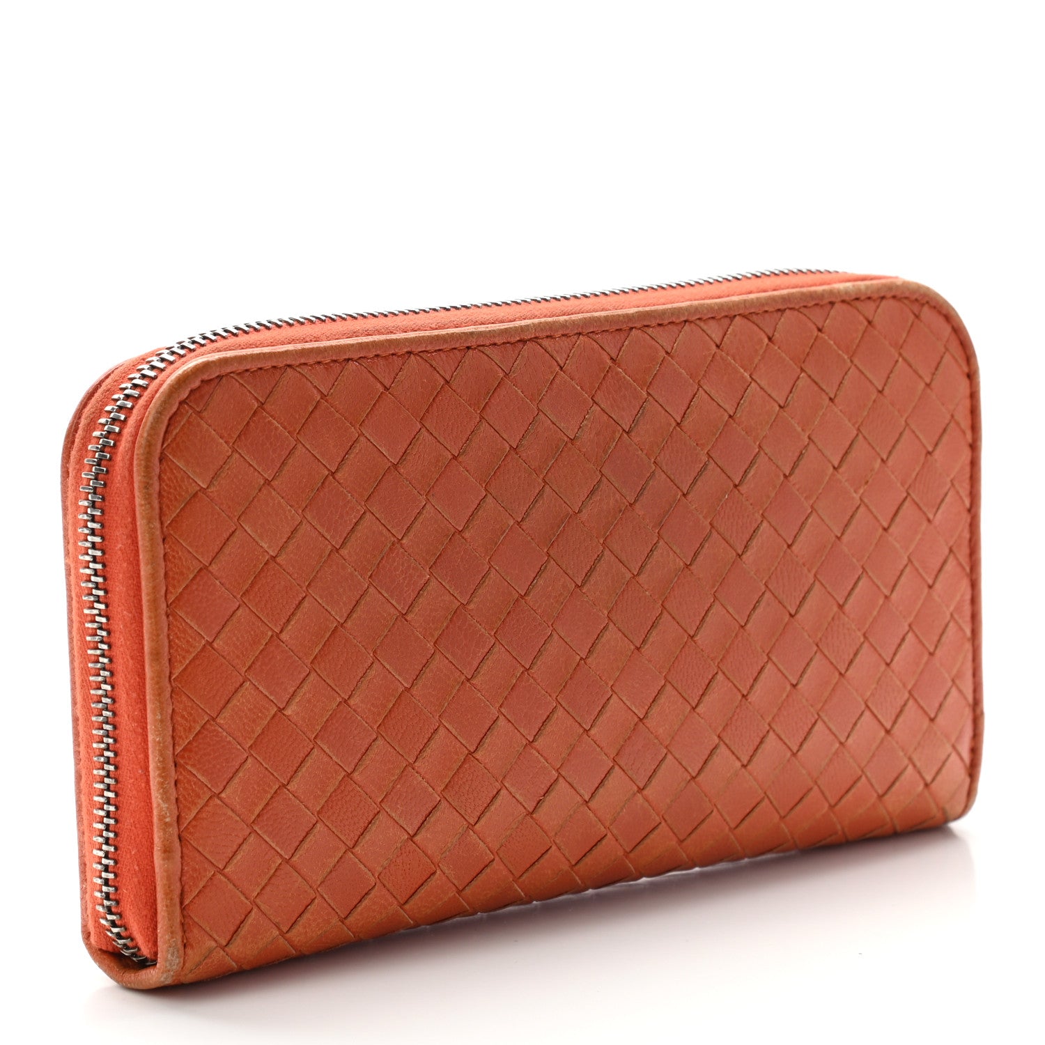 Bottega Veneta Nappa Intrecciato Zip Around Wallet Orange 3 of 16