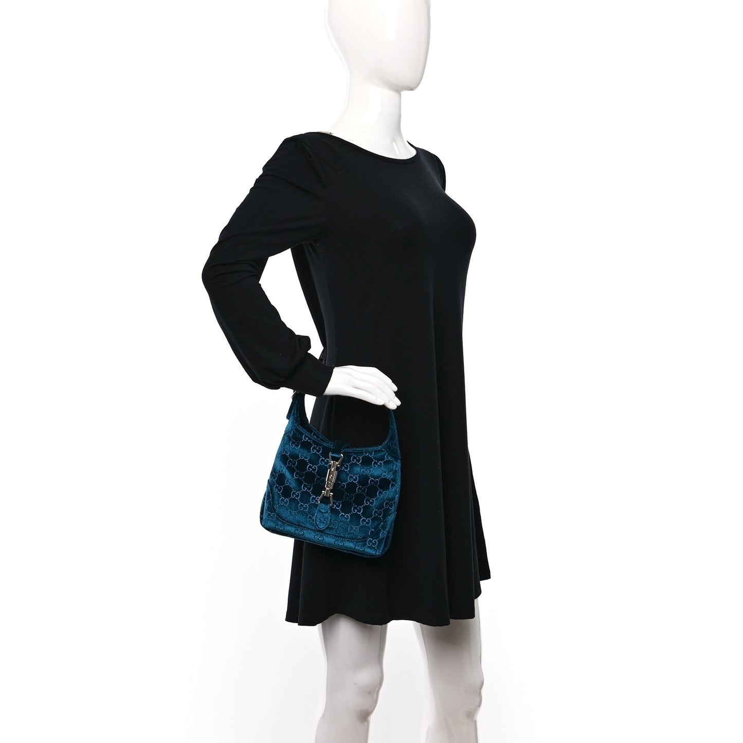 New Velvet Ashmir GG Monogram Small Jackie 1961 Hobo Velvet Peacock