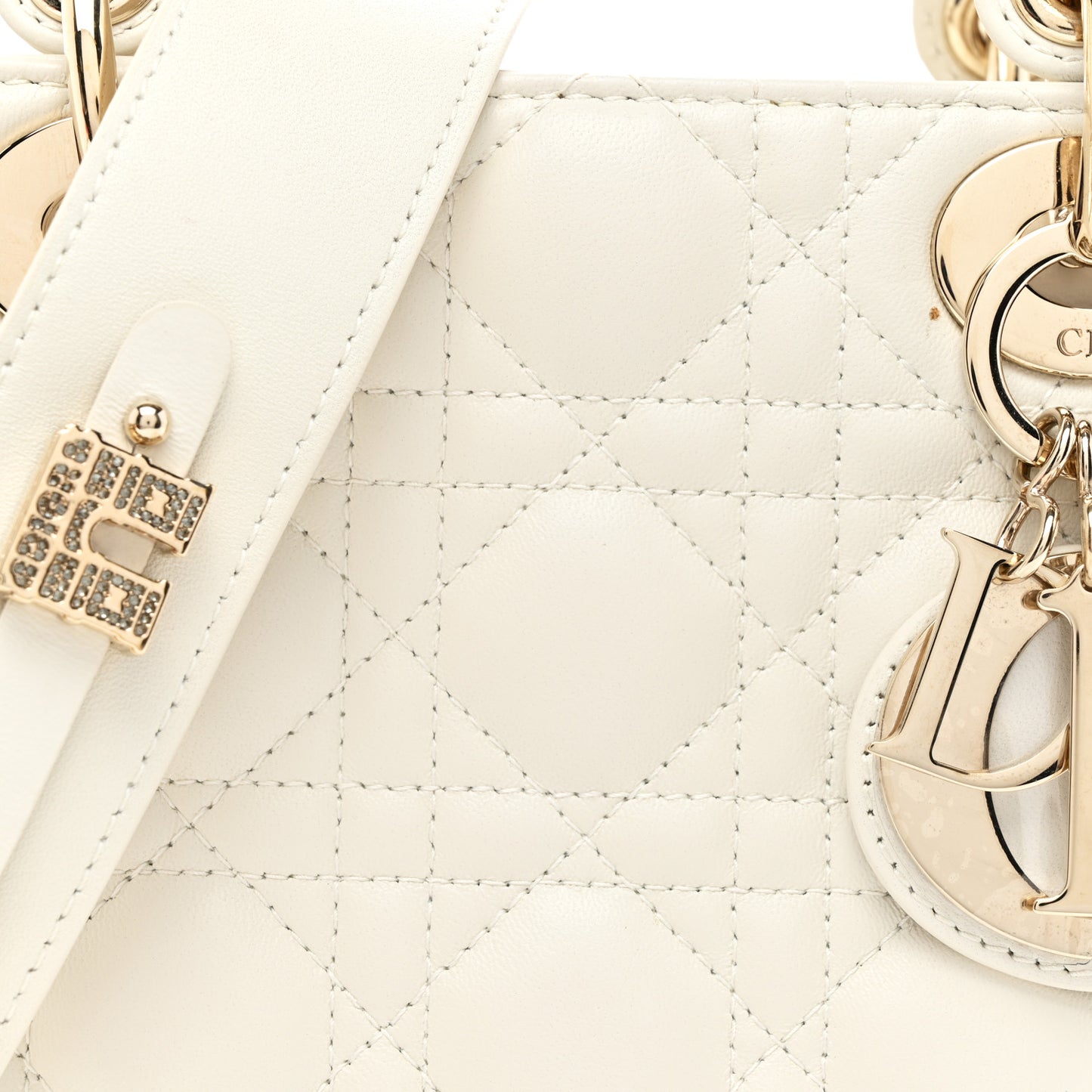 Lambskin Cannage Small My ABCDior Lady Dior White