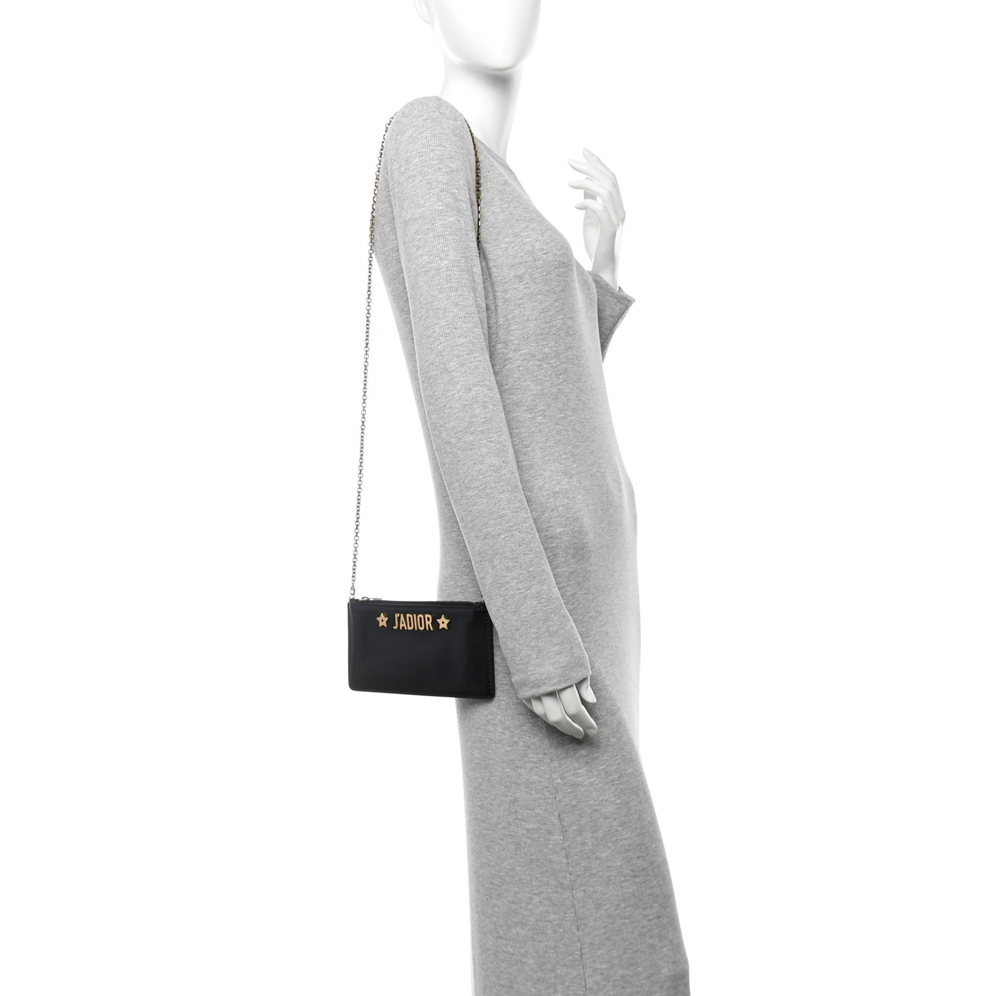 Calfskin J'adior Croisiere Chain Pouch Black