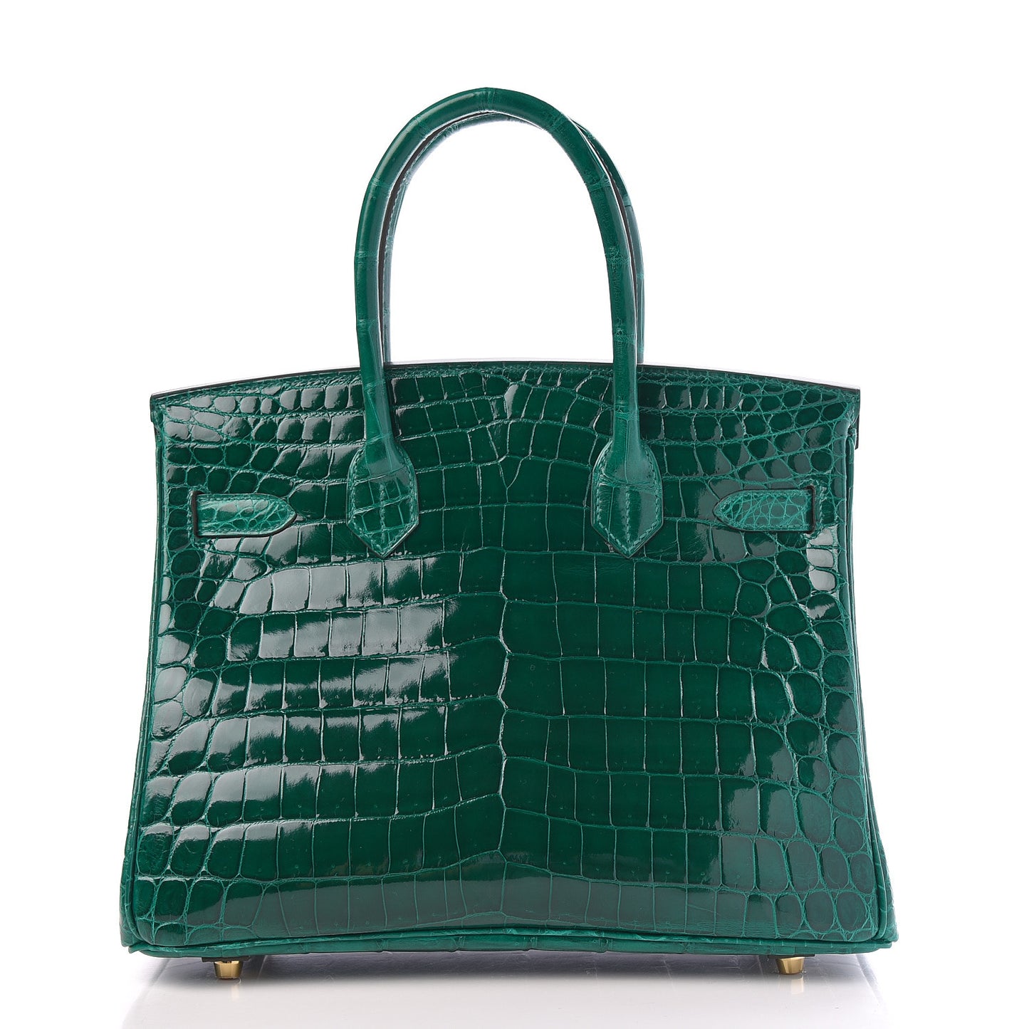 Shiny Niloticus Crocodile Horseshoe Birkin 30 Vert Emeraude Black