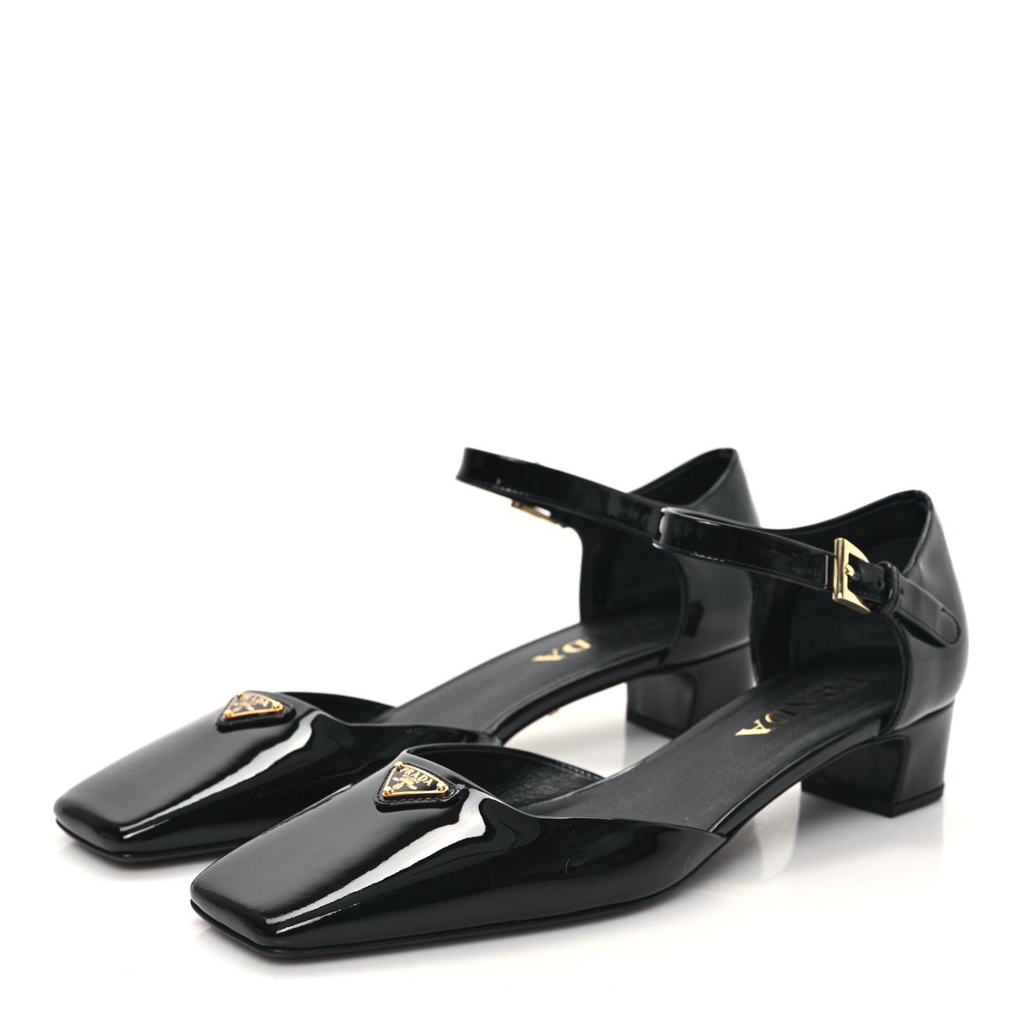 Patent Triangle Squared Toe 35mm Pumps 38 Black