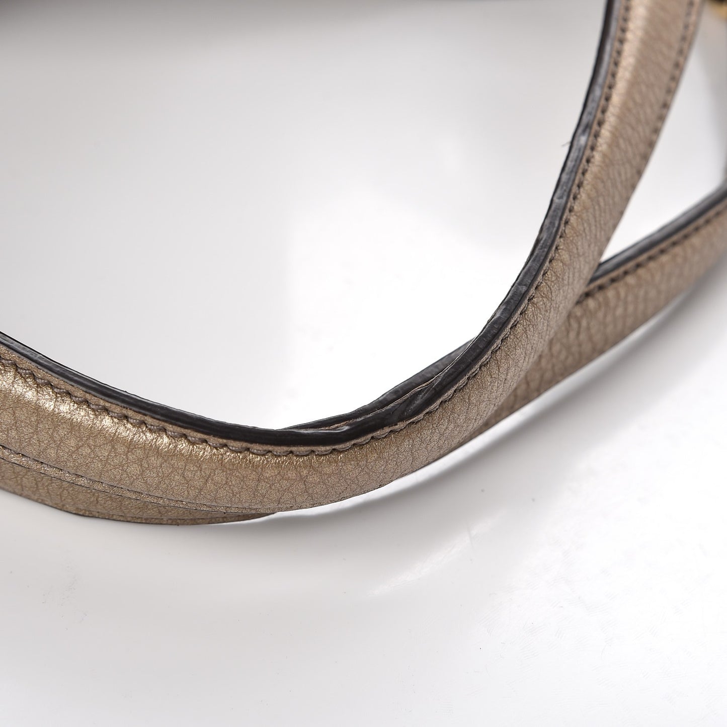 Metallic Pebbled Calfskin Large Soho Shoulder Bag Golden Beige