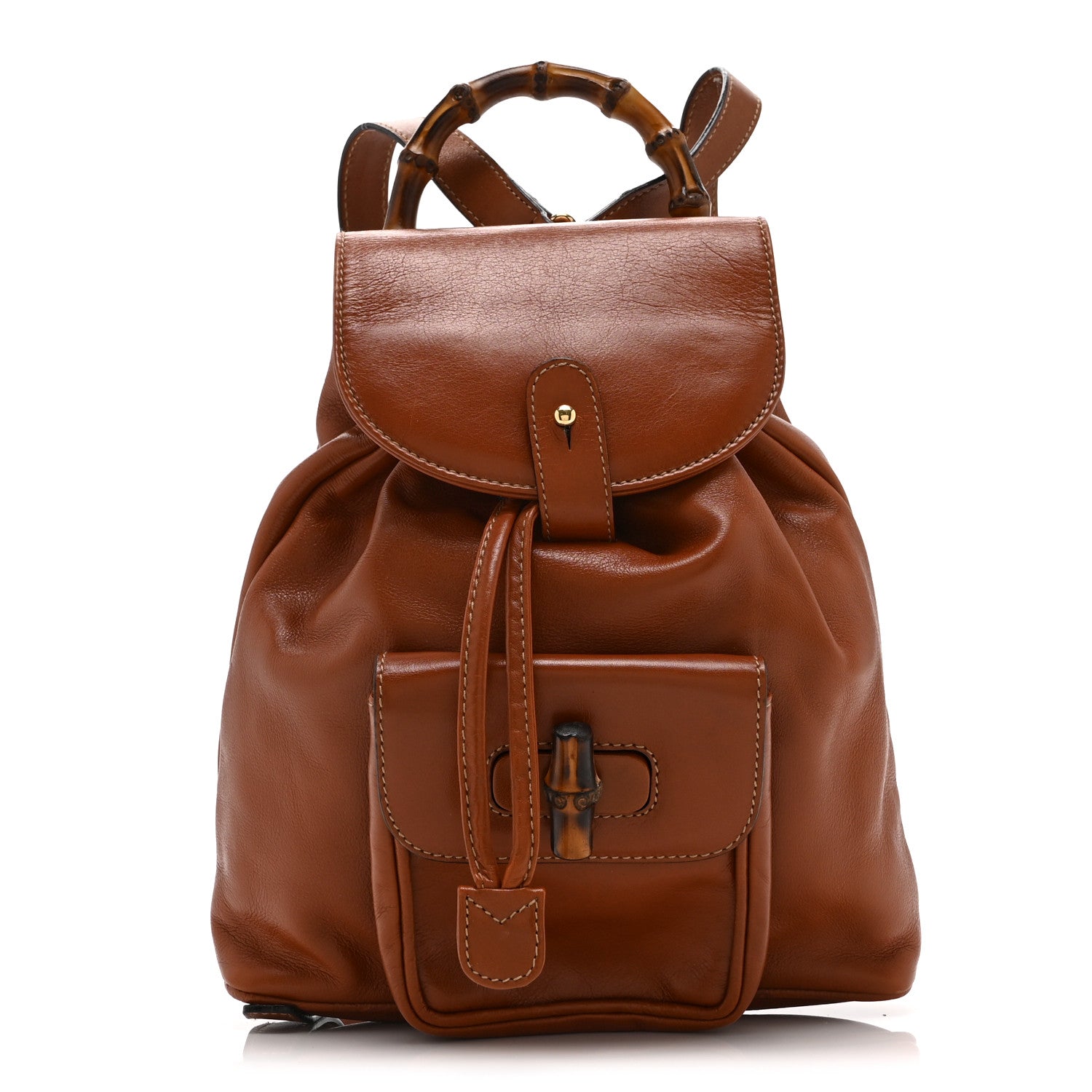 gucci bamboo mini backpack Gucci Calfskin Bamboo Mini Backpack Brown 1869254 – FASHIONPHILE