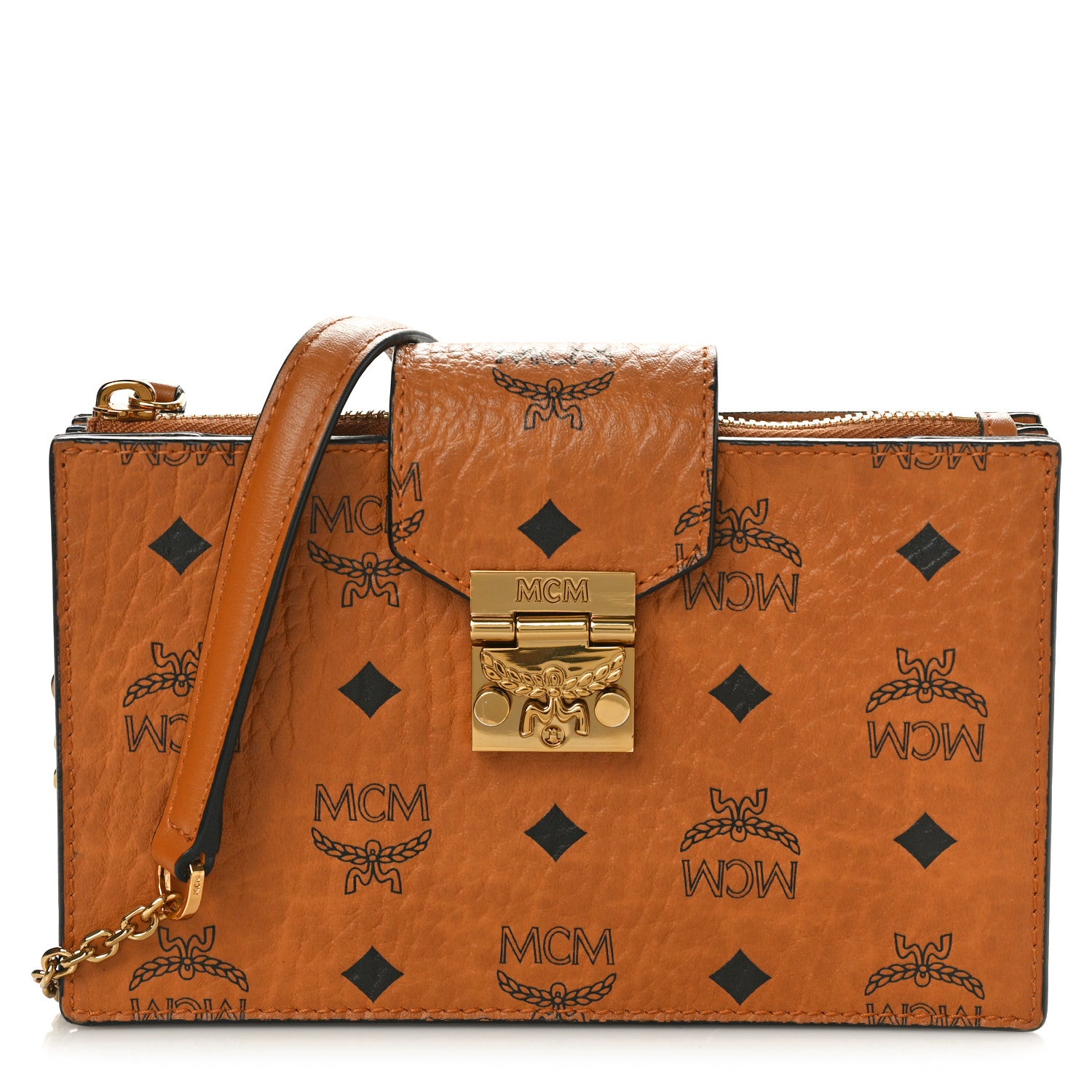 MCM Visetos Wallet on Chain Bag Cognac 1 of 9
