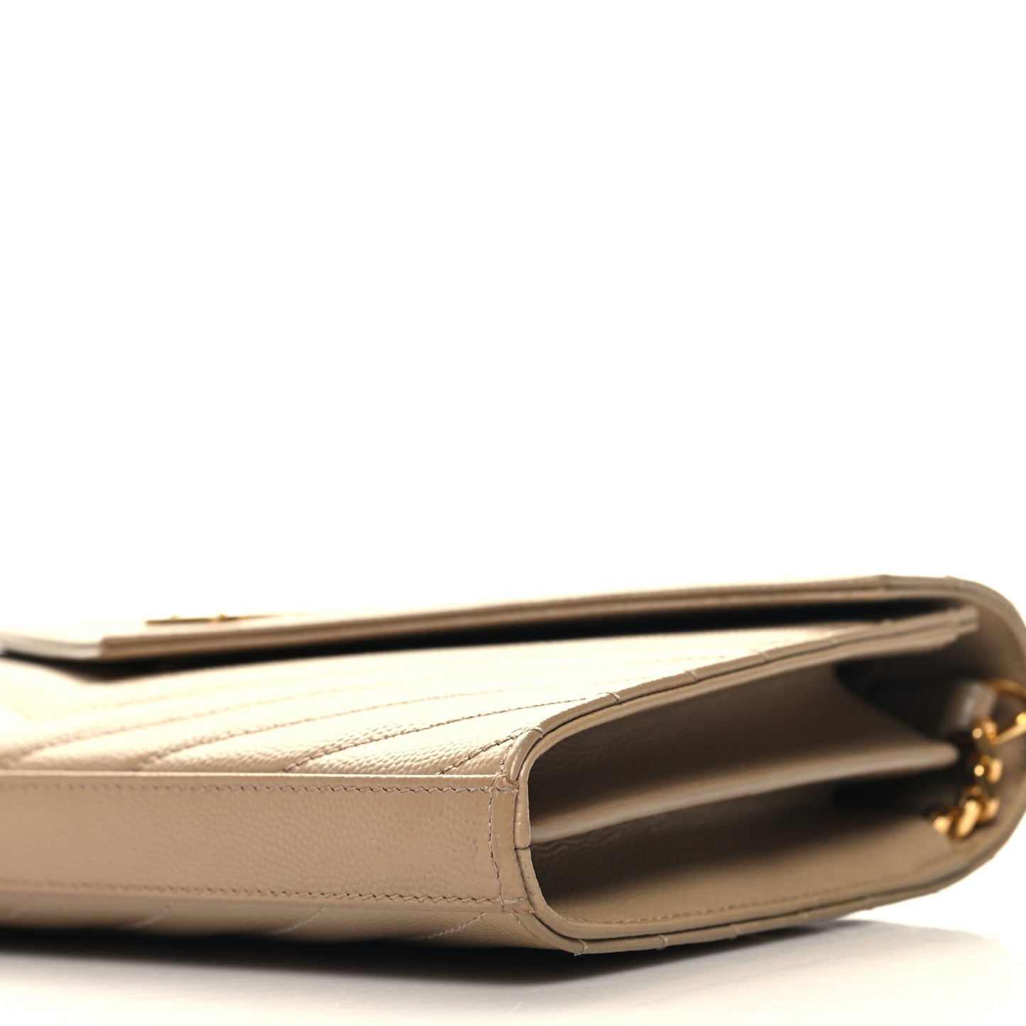 Grain De Poudre Matelasse Chevron Monogram Chain Wallet Nude Powder