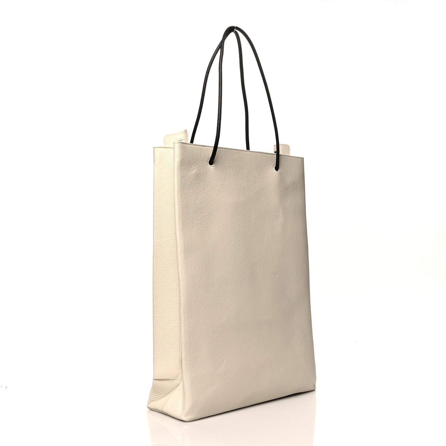 Calfskin Medium Logo North South Shopping Tote White