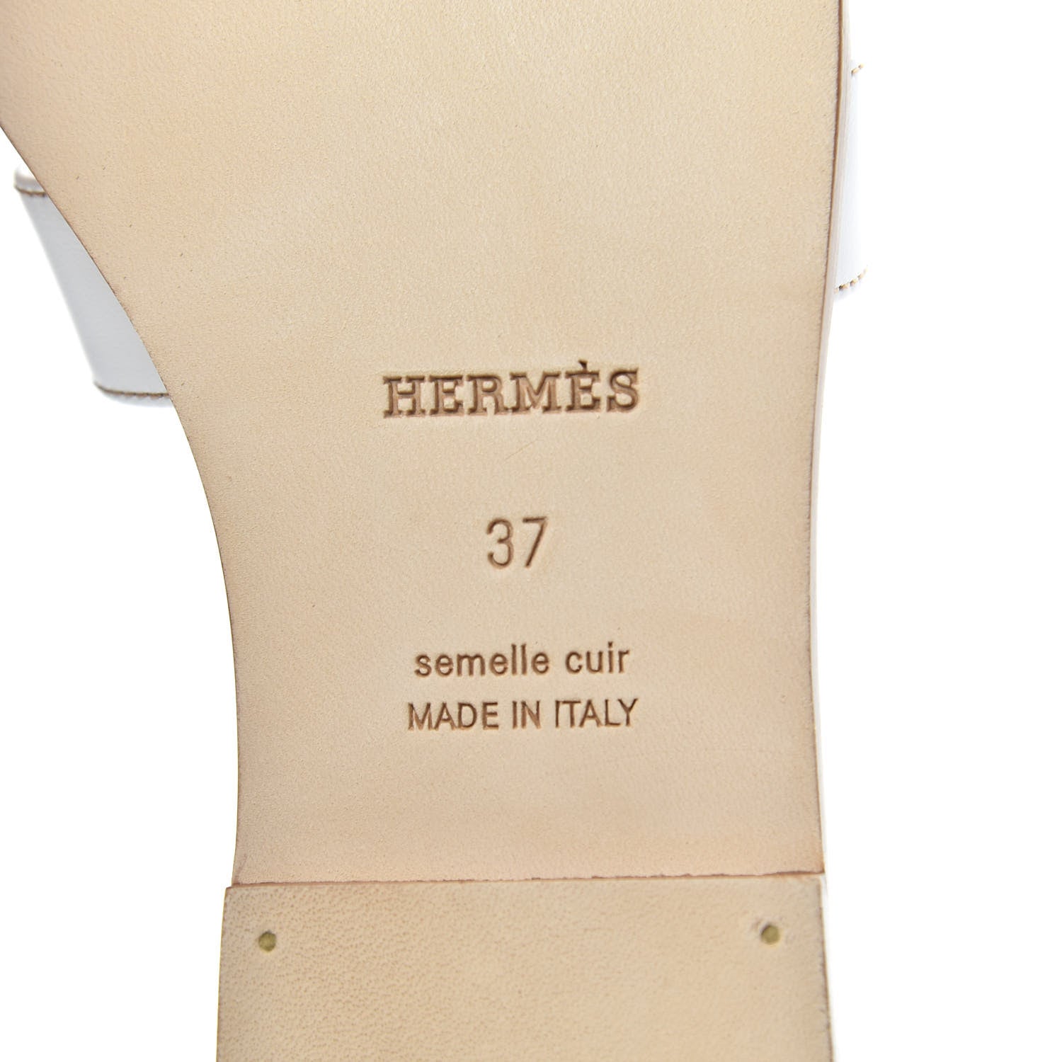 Hermes Box Calfskin Oran Sandals 37 White 7 of 9