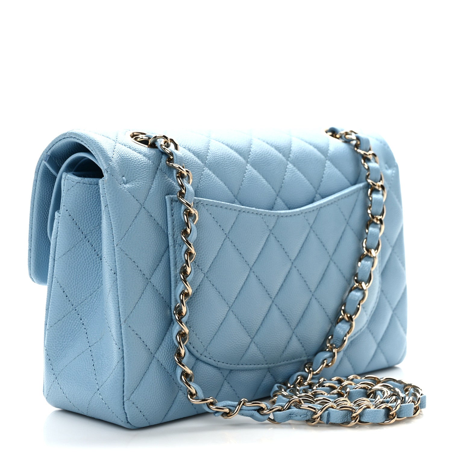 Chanel Caviar Quilted Small Double Flap Light Blue 3 of 10