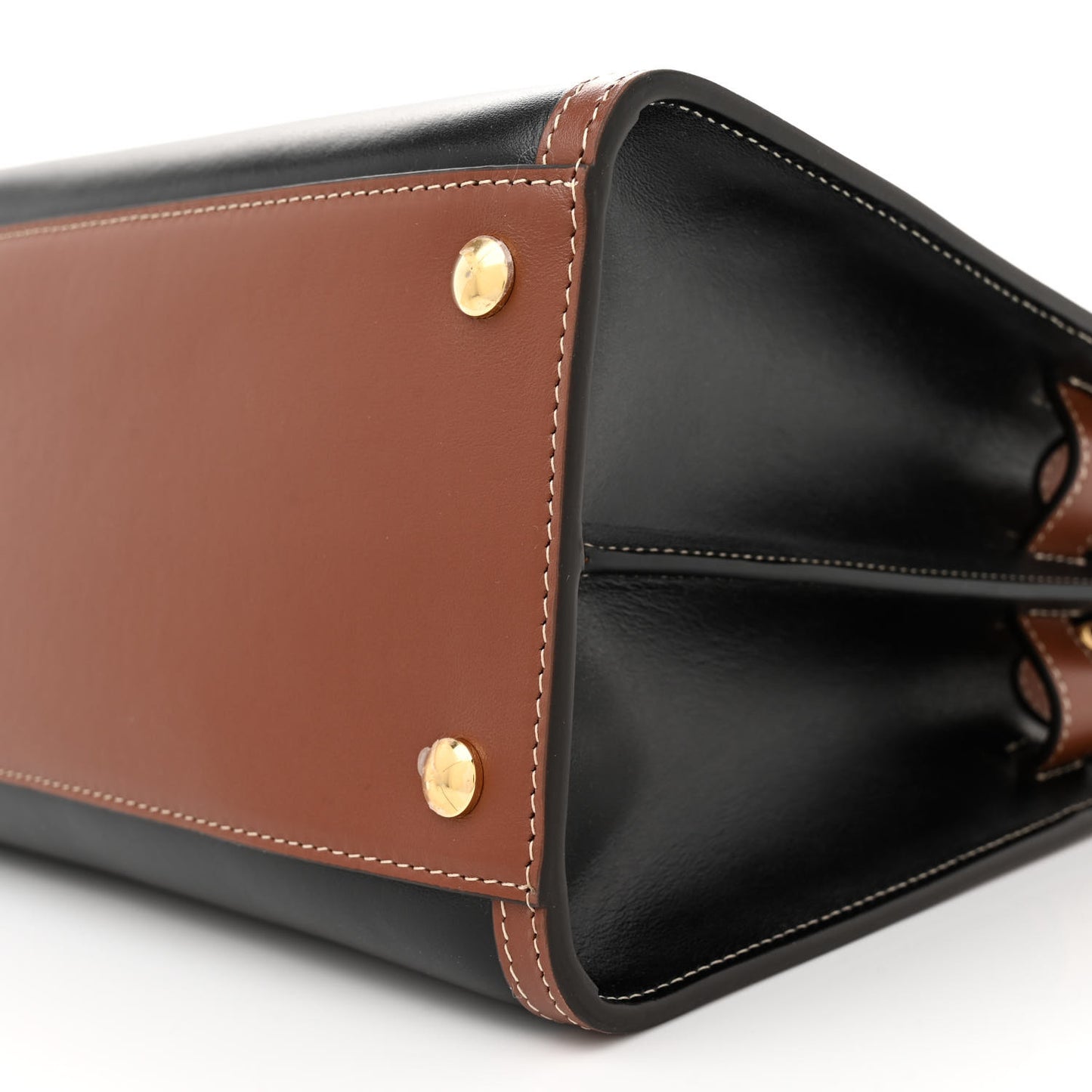 Calfskin Check Small Two Handle Title Bag Black