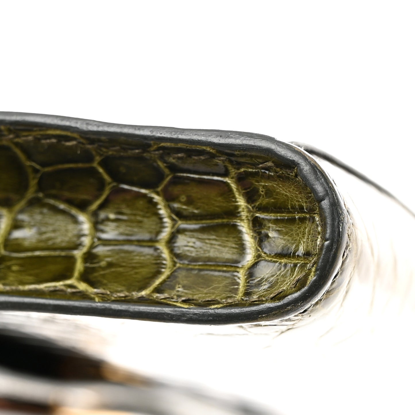 Shiny Niloticus Crocodile Kelly Cut Pochette Vert Veronese