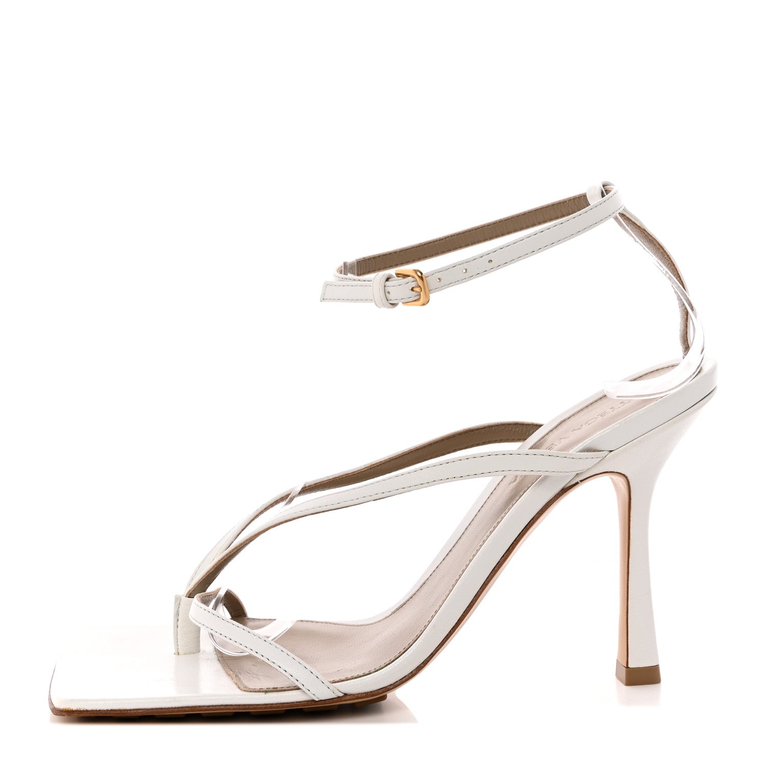 Bottega Veneta Lambskin Stretch Multi Strap 90mm Sandals 38 Optic White 1 of 9