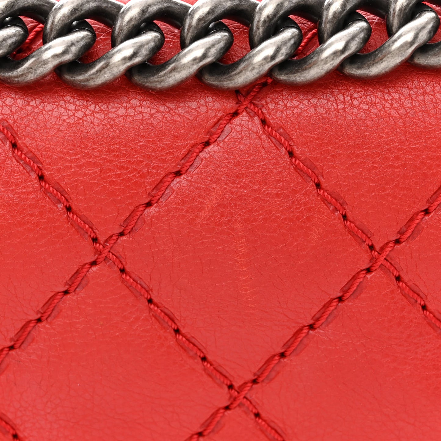 Calfskin Double Stitch New Medium Boy Flap Red