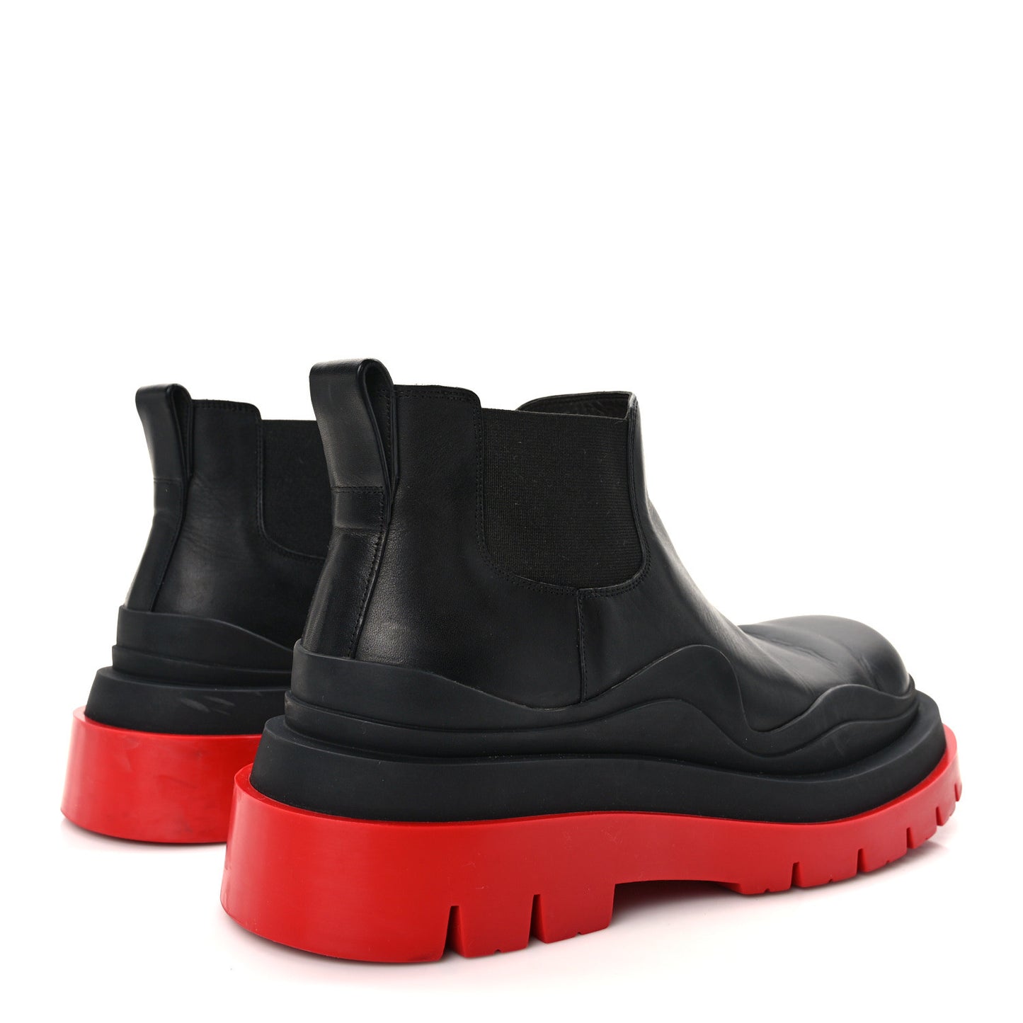 Calfskin Mens The Tire Cropped Chelsea Boots 40 Black Bright Red